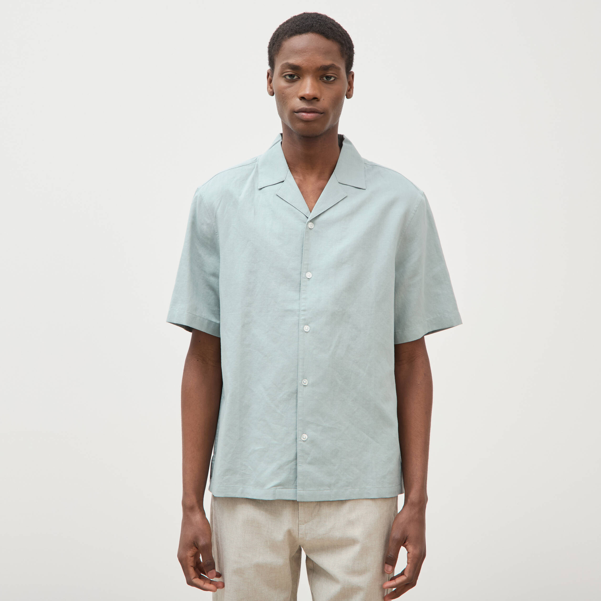 Chemise boyfriend manches courtes vert clair homme