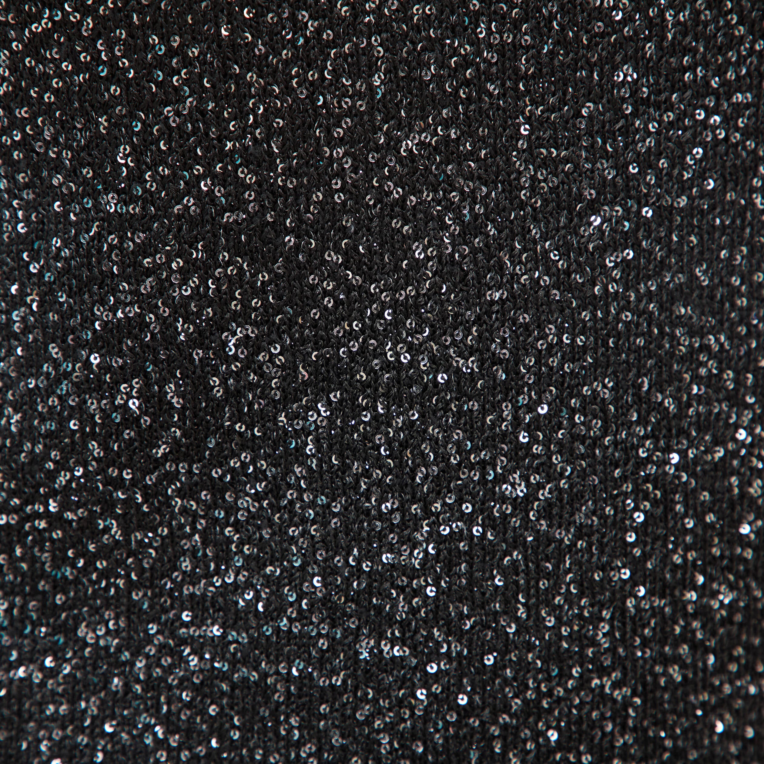 Pull manches courtes col rond brillant noir femme