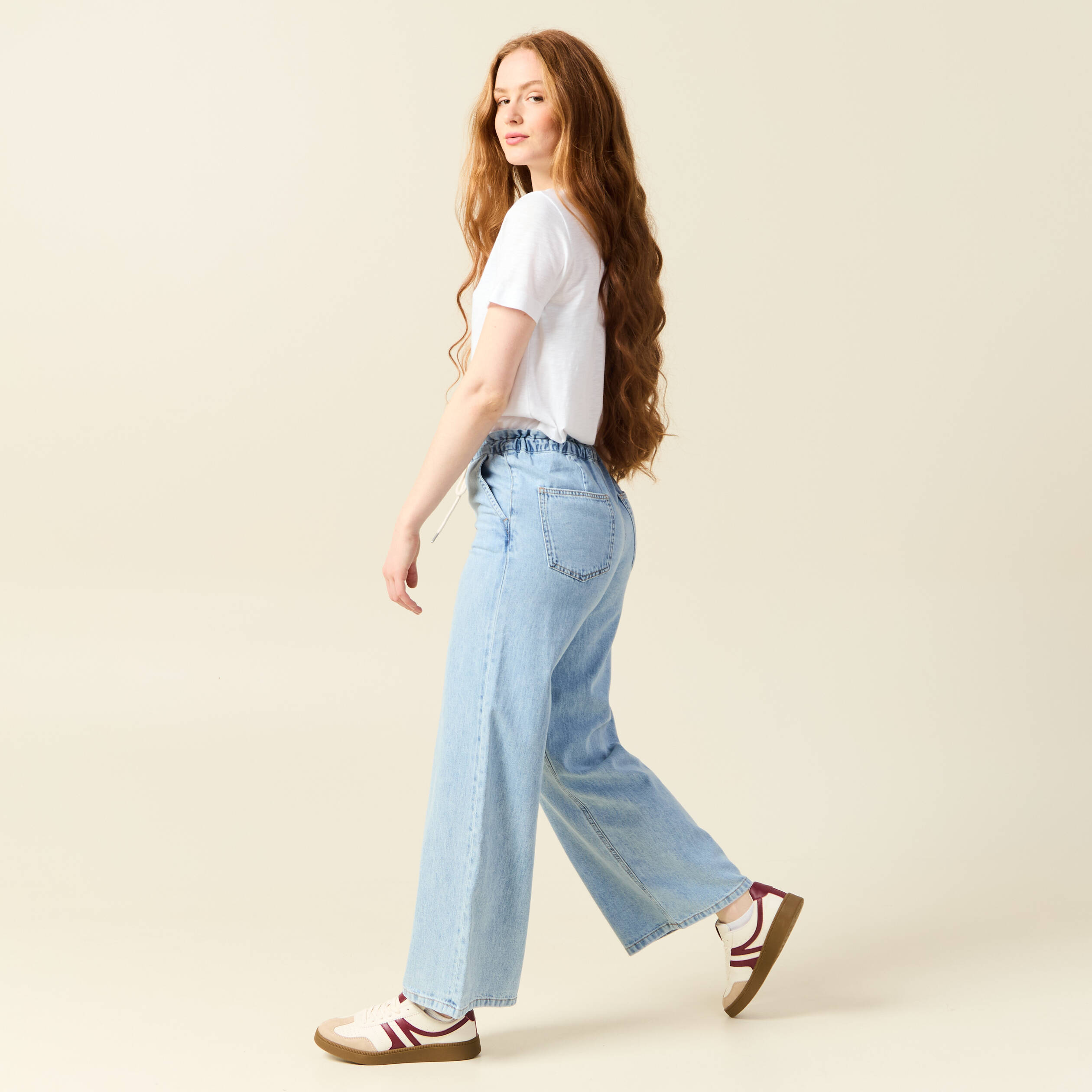 Jean Baggy Femme Strass – Taille Haute, Jambe Large, Délavé – Style Vintage Y2K, Pour Sortie, Concert