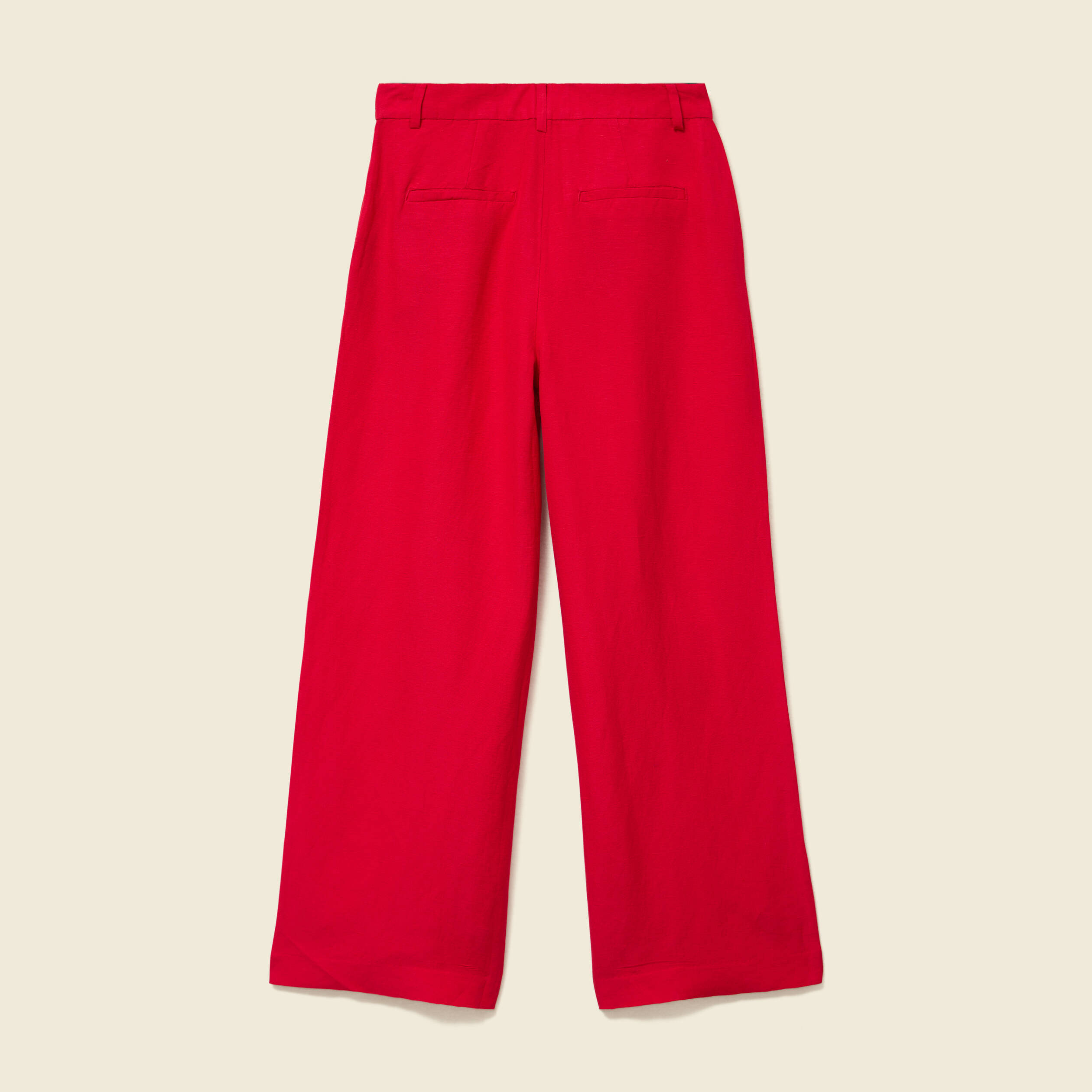 Pantalon large taille standard rouge femme