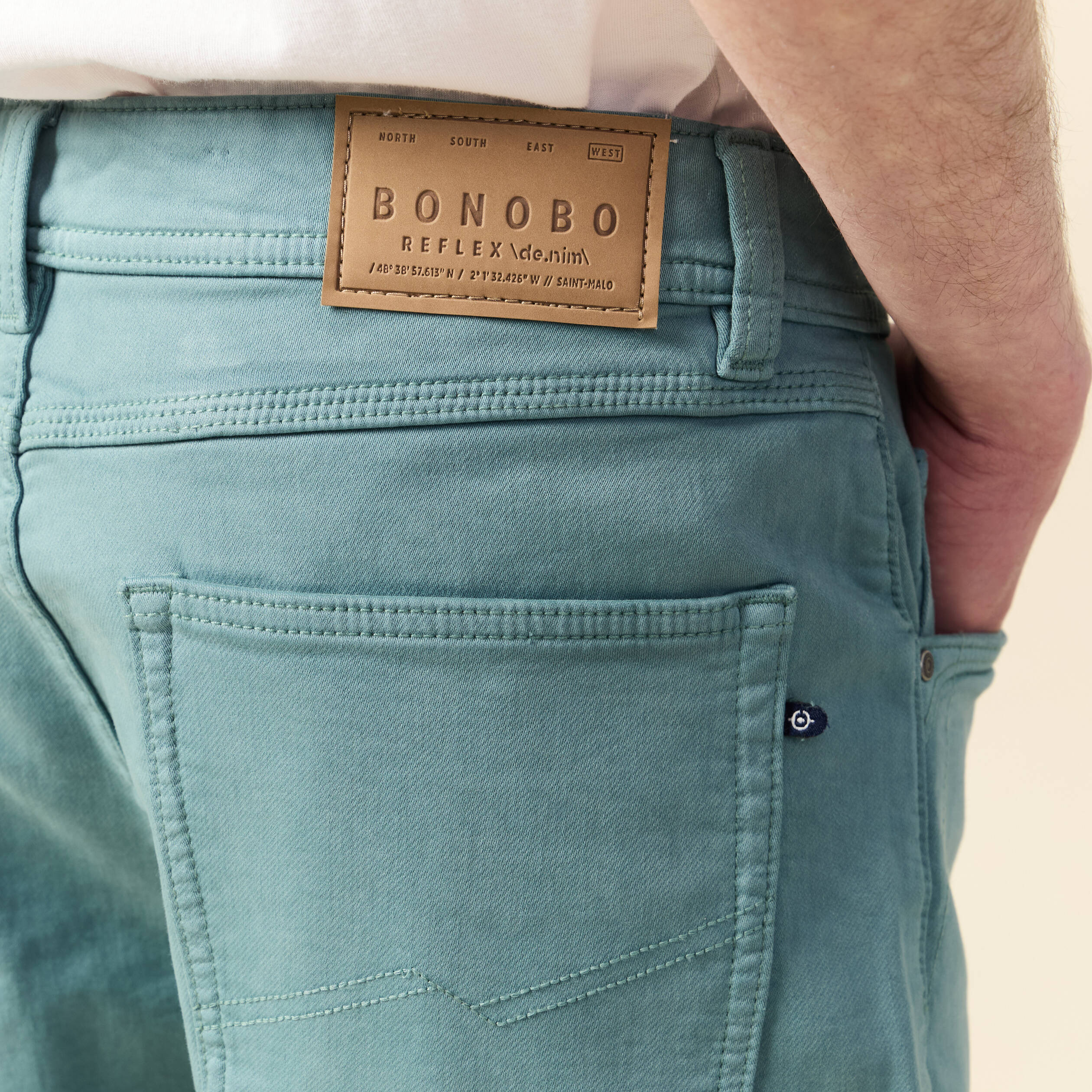 Bermuda droit 5 poches vert fonc&eacute; homme