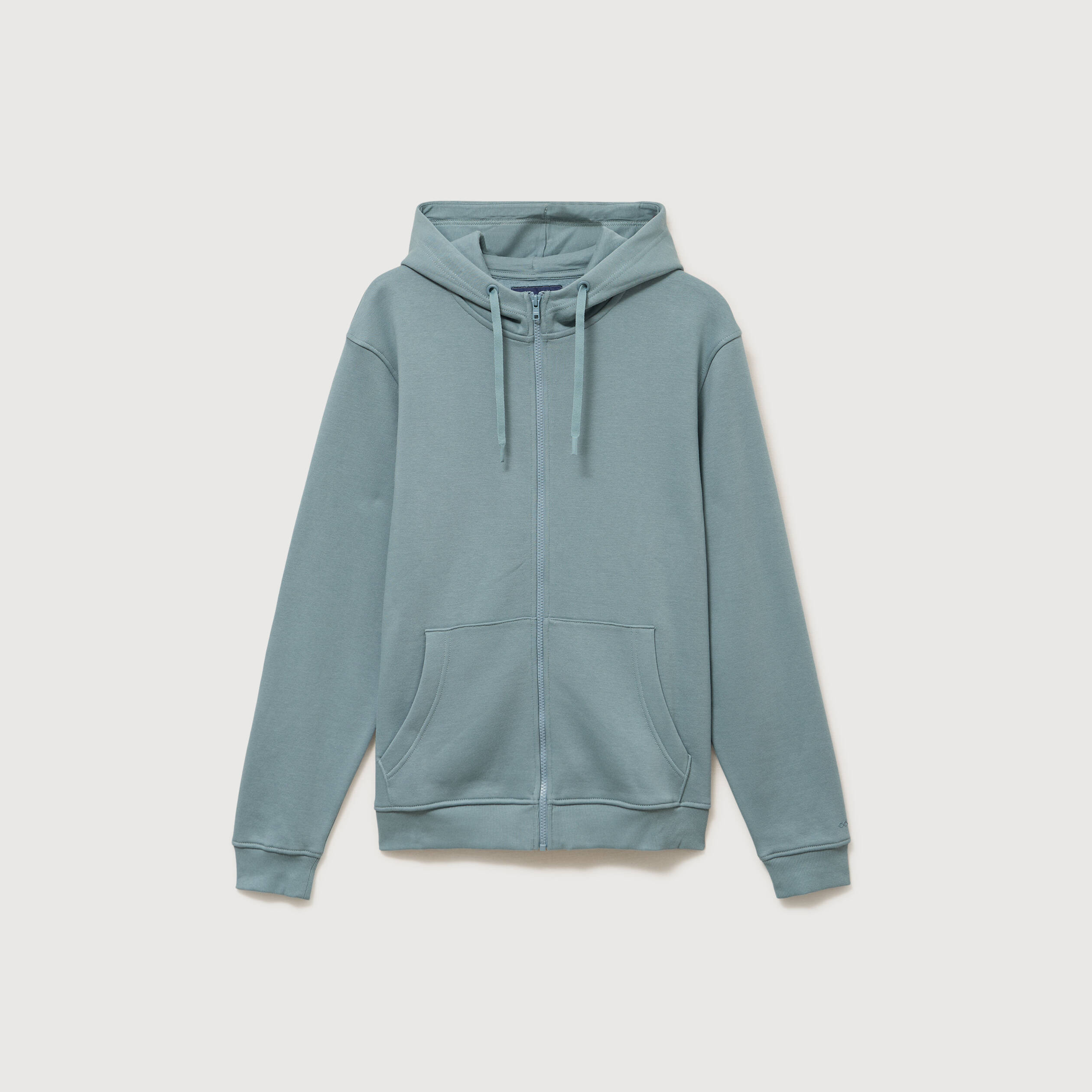 Sweat &agrave; capuche manches longues bleu gris homme
