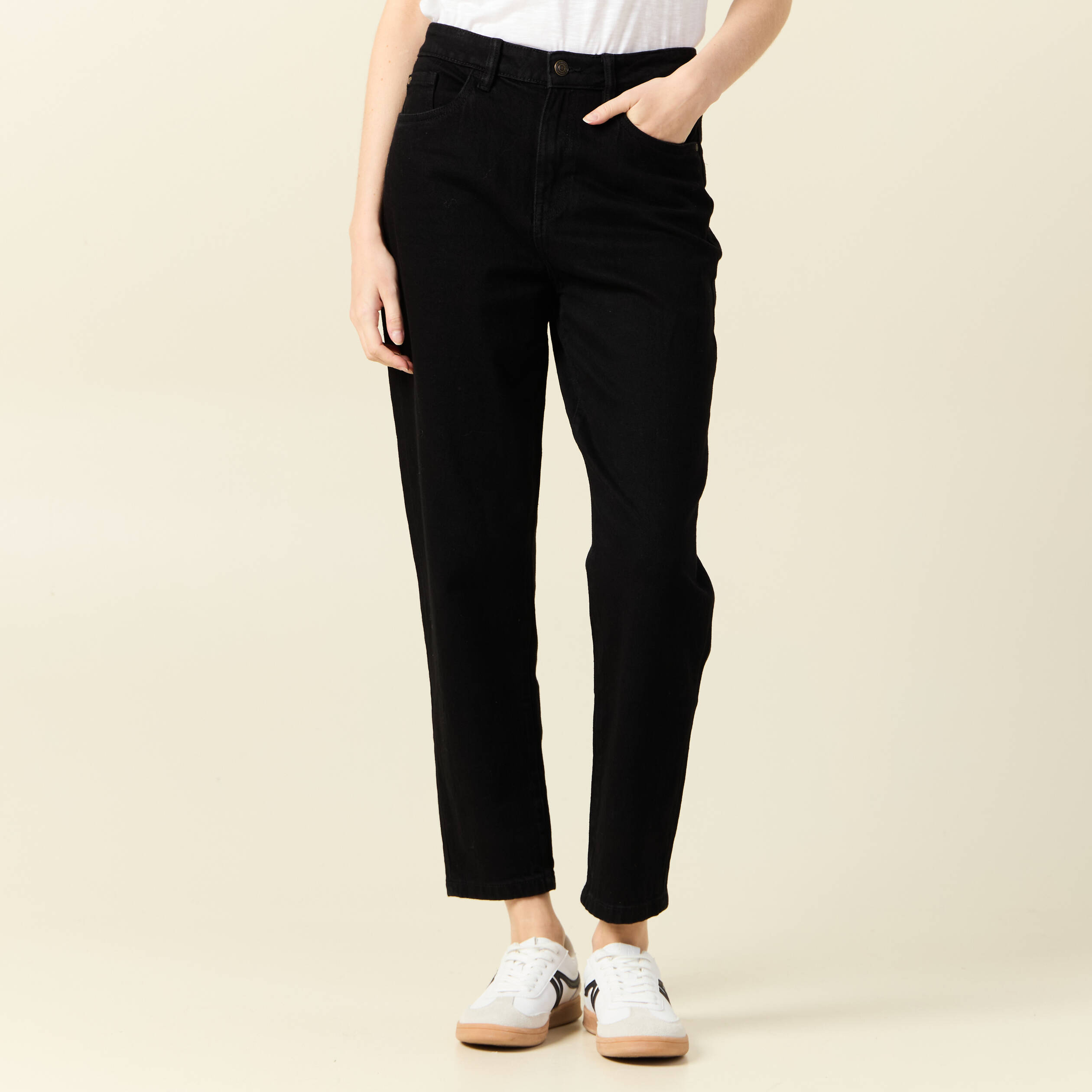jeans mom 78eme denim noir femme Jeans mom 7/8ème denim noir femme