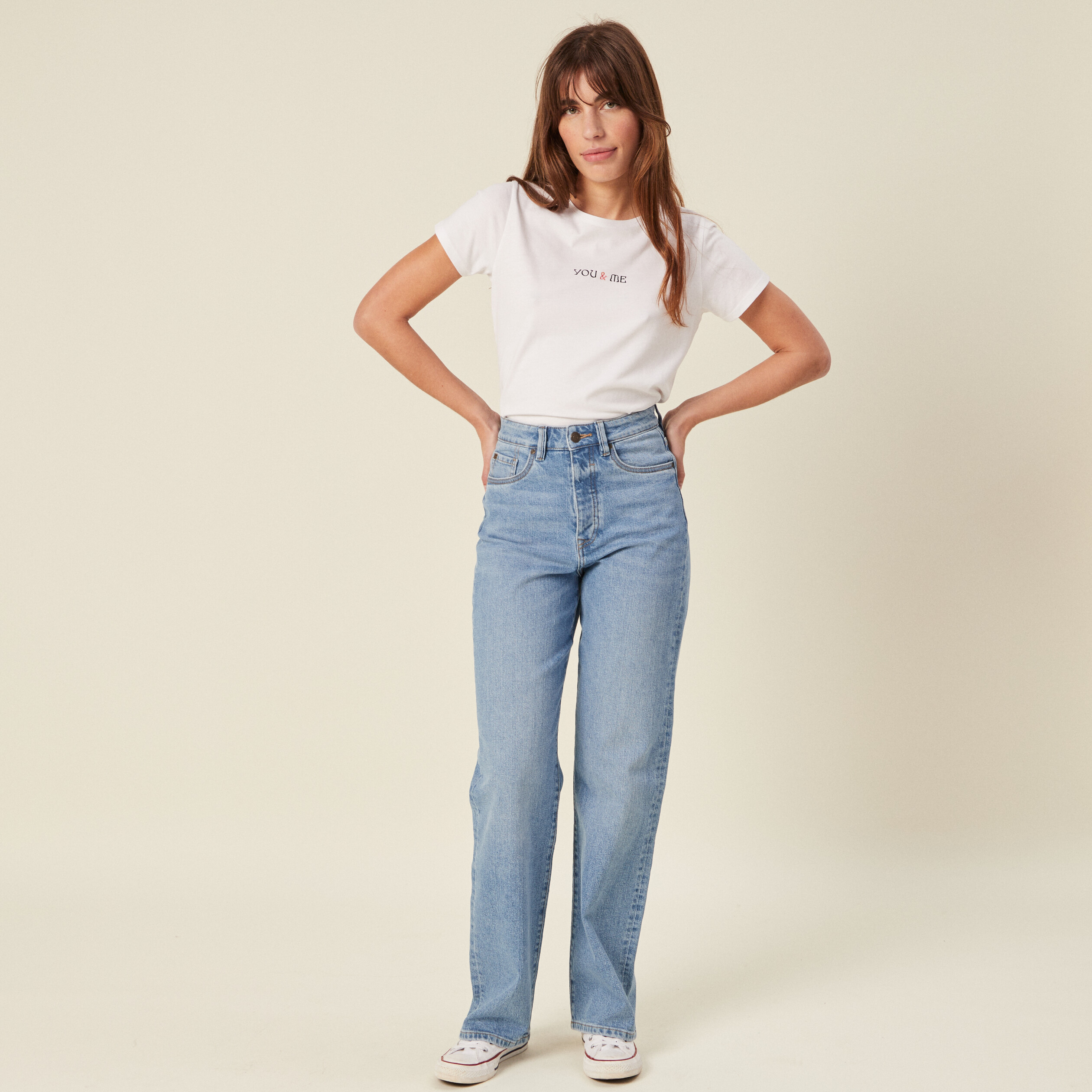 T-shirt à manches courtes ecru femme