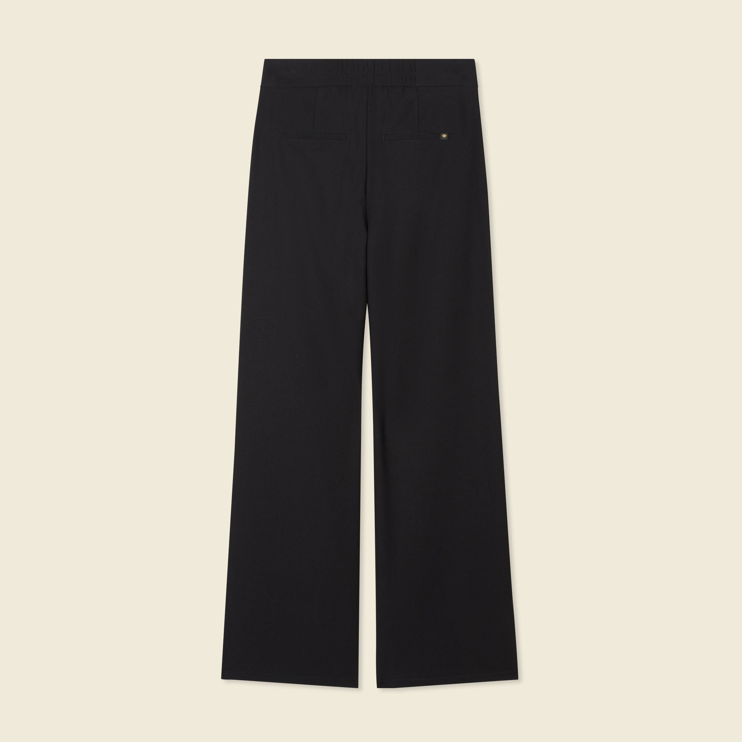 Pantalon large taille haute noir femme