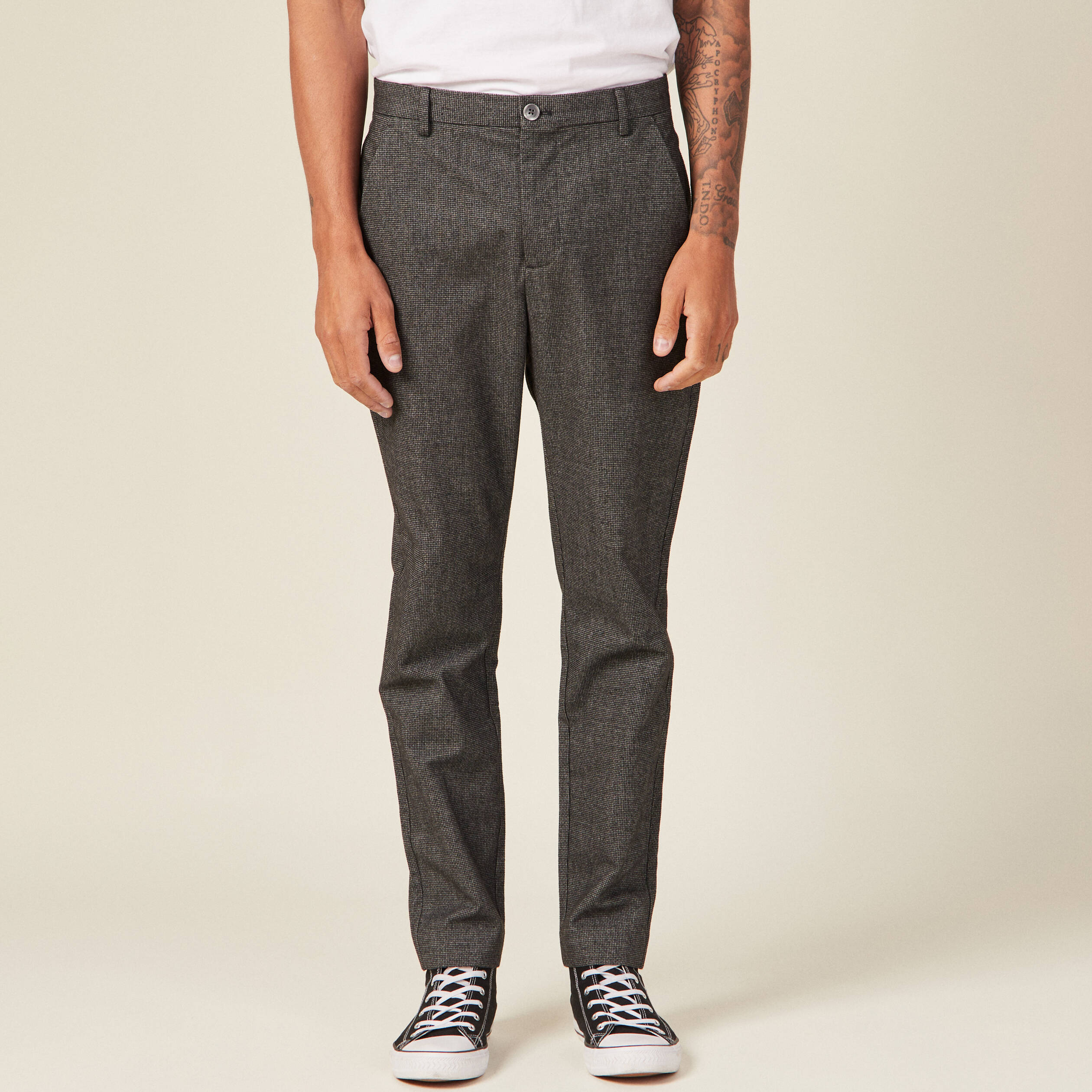 Pantalon chino tapered gris foncé homme