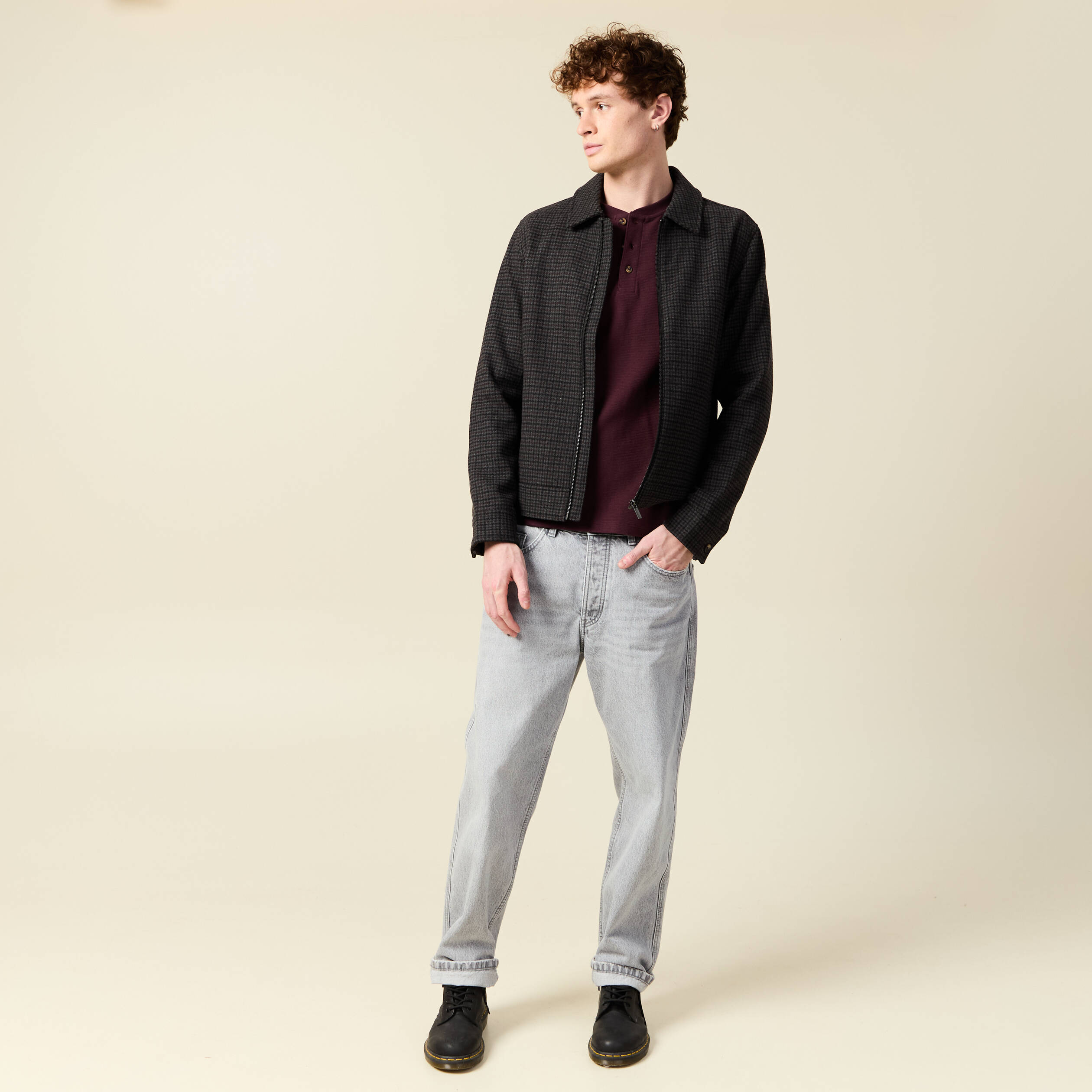 T-shirt manches longues bordeaux homme