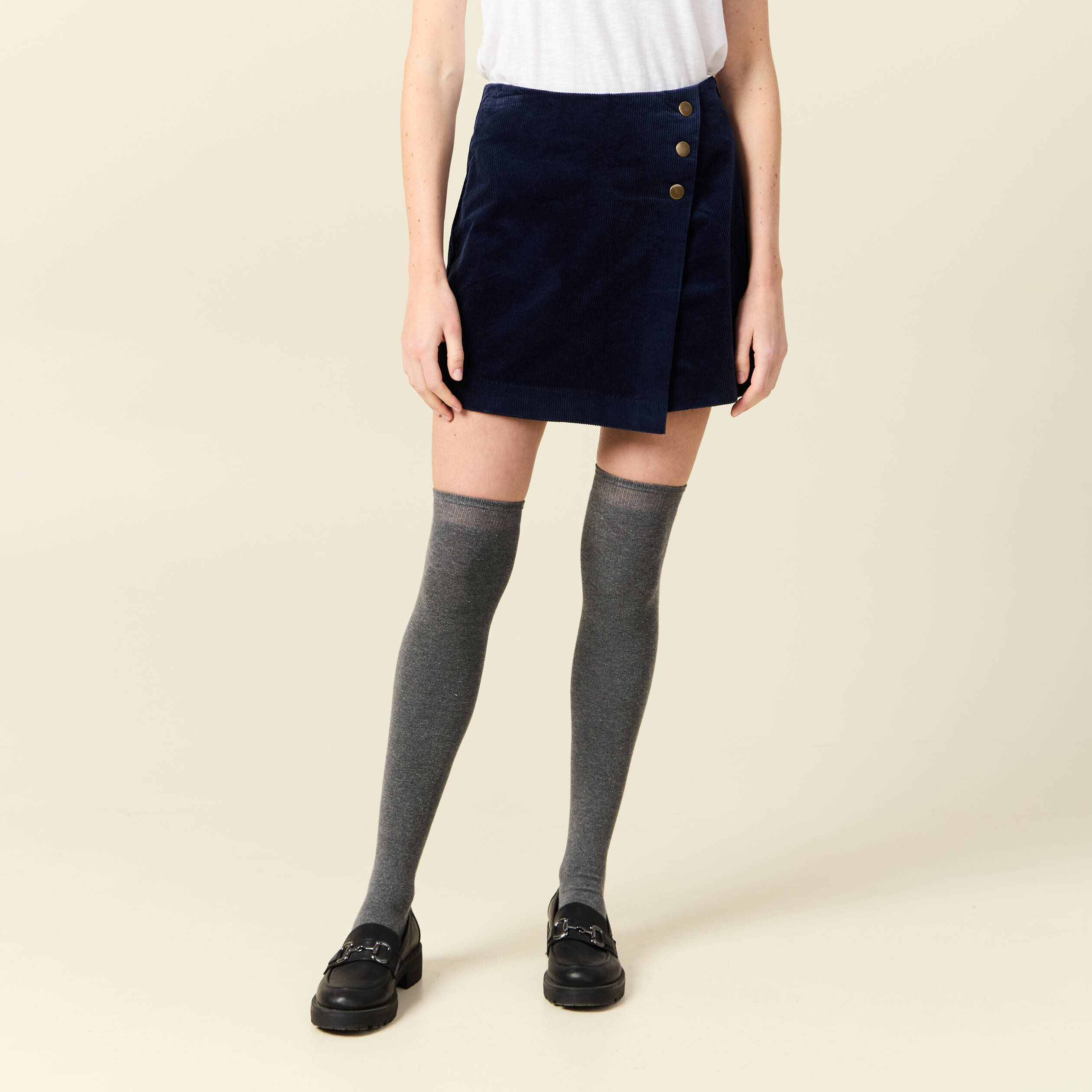 Longue jupe velours côtelée bleu canard taille 36 - Vêtements