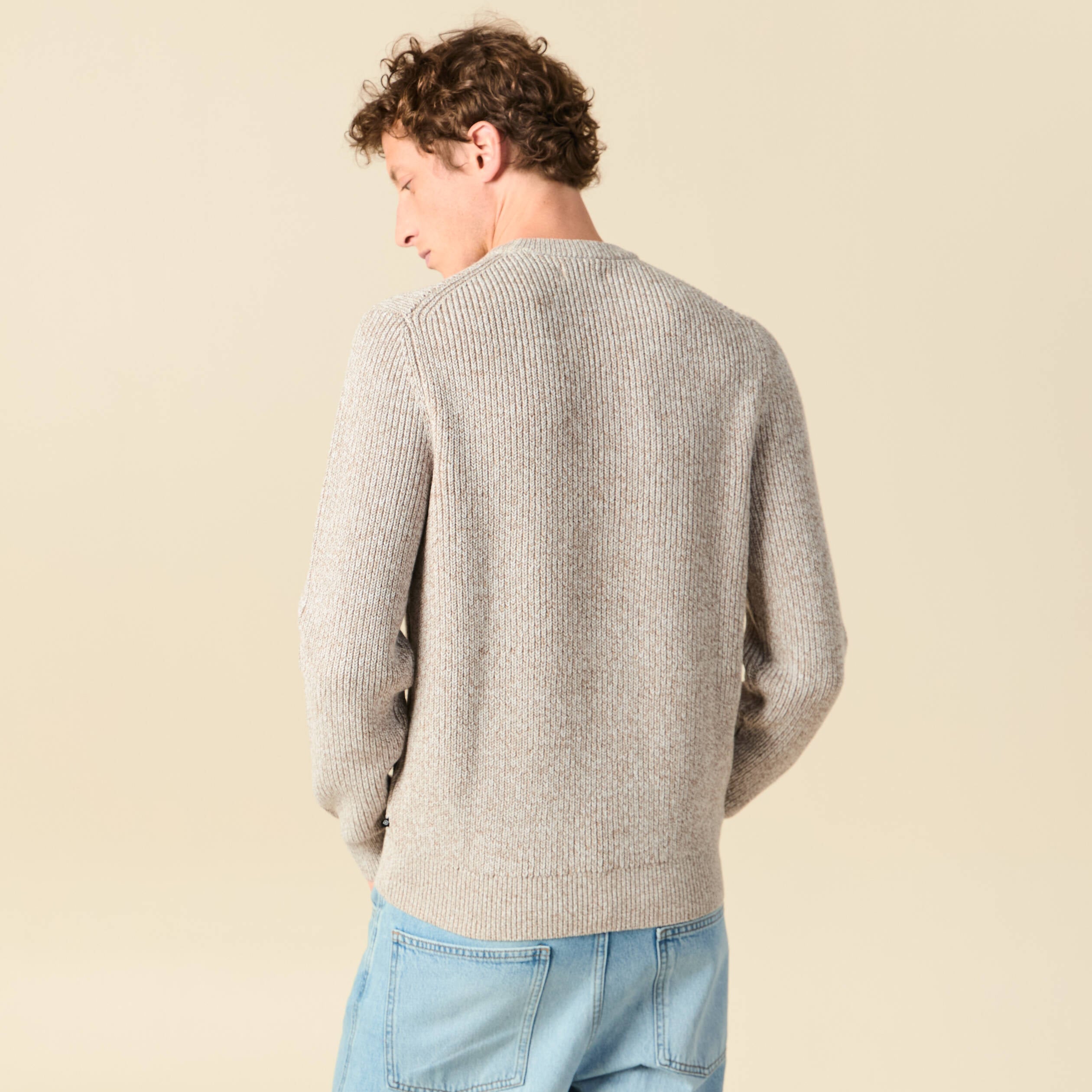 Pull manches longues gris clair homme