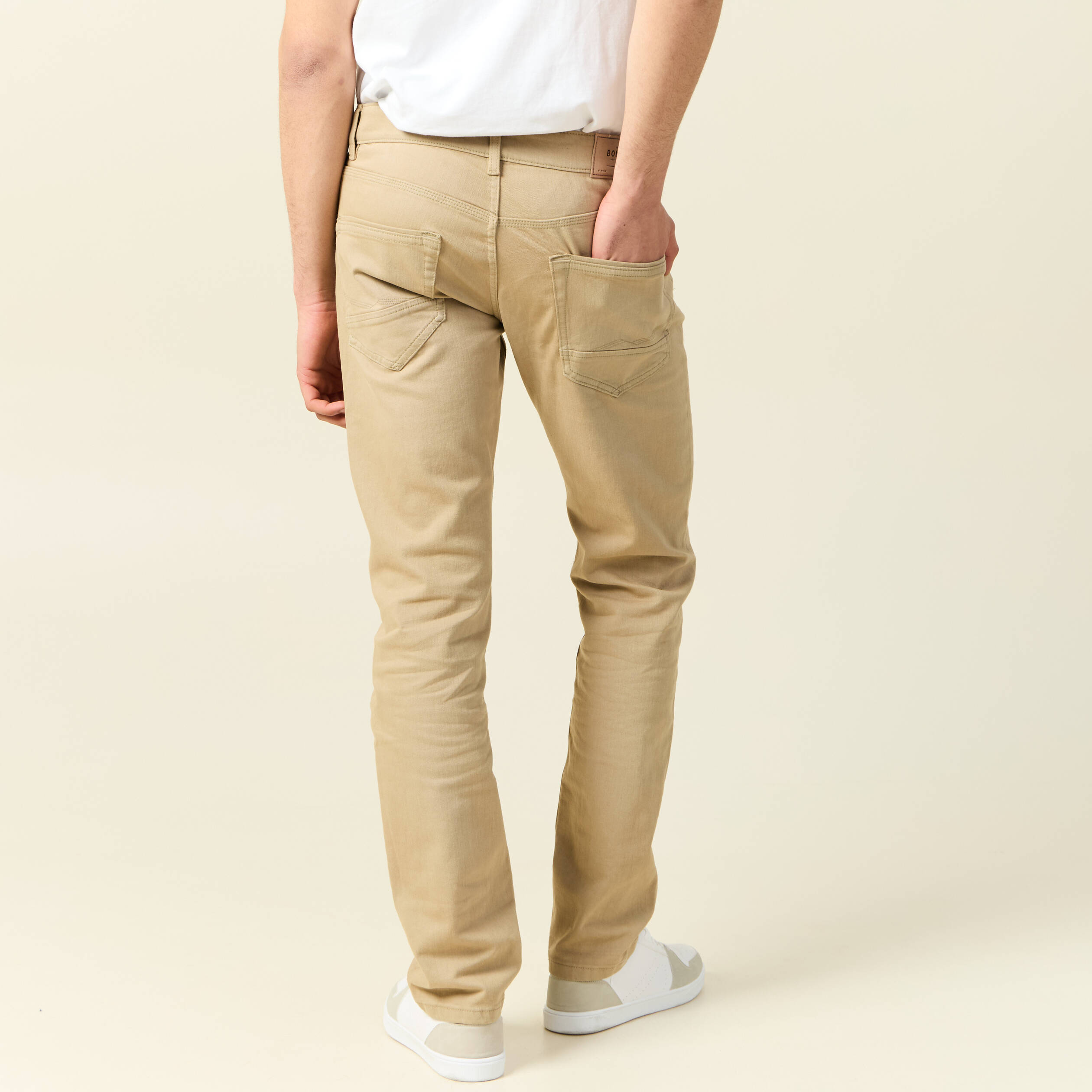 Jeans straight longueur 34 denim beige homme