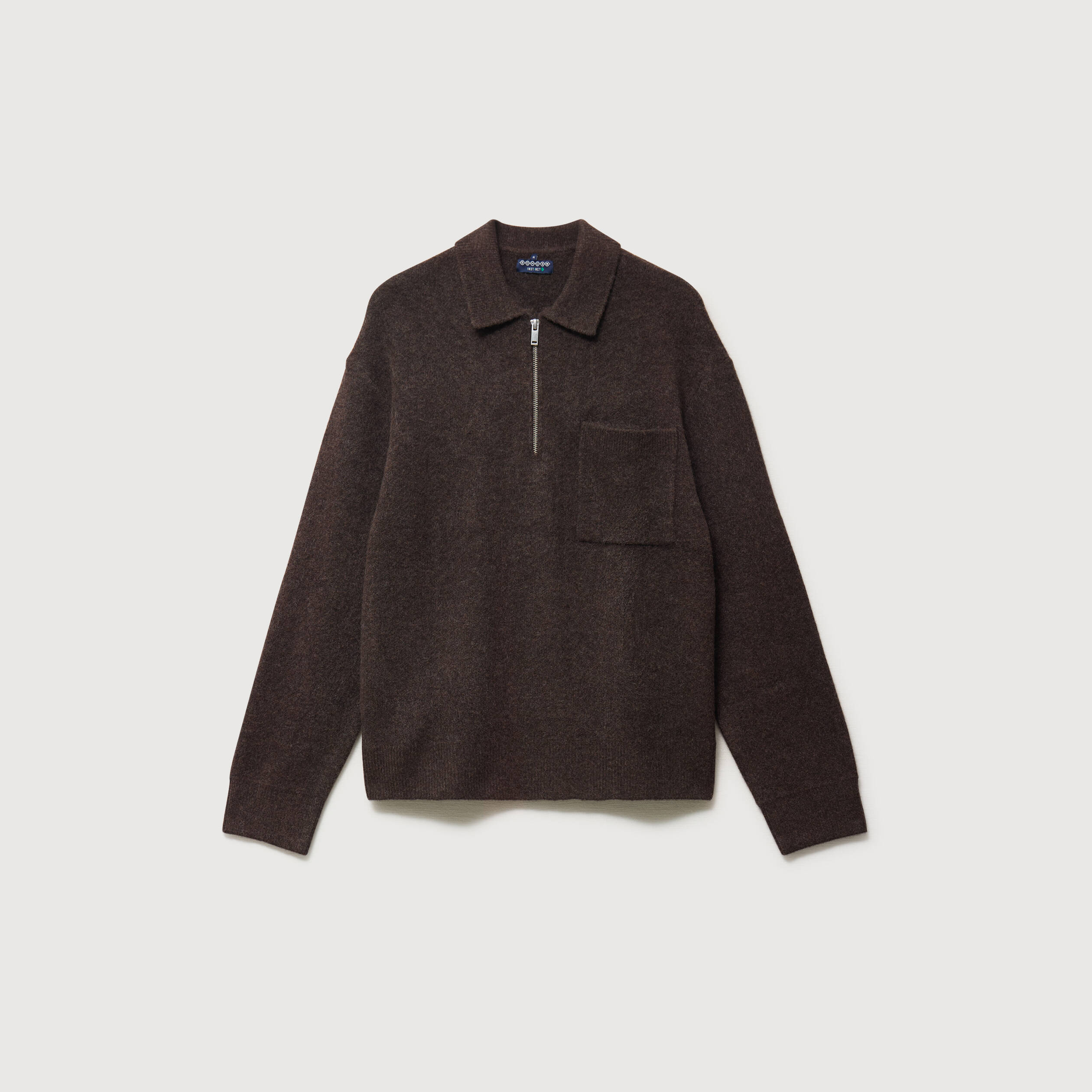 Pull droit manches longues marron fonc&eacute; homme