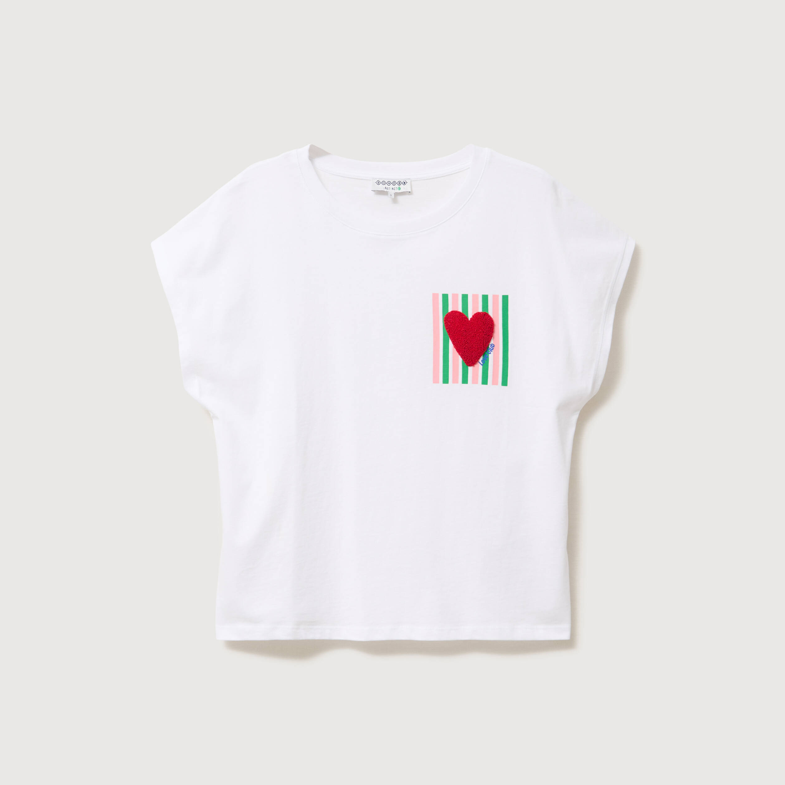T-shirt droit col rond manches courtes blanc femme