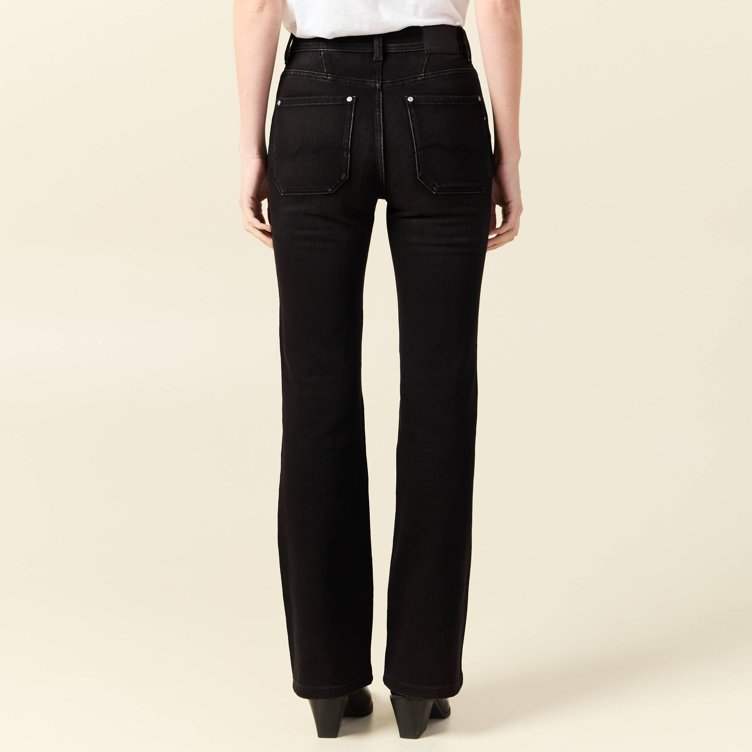 jeans flare taille haute denim noir femme Jeans flare taille haute denim noir femme