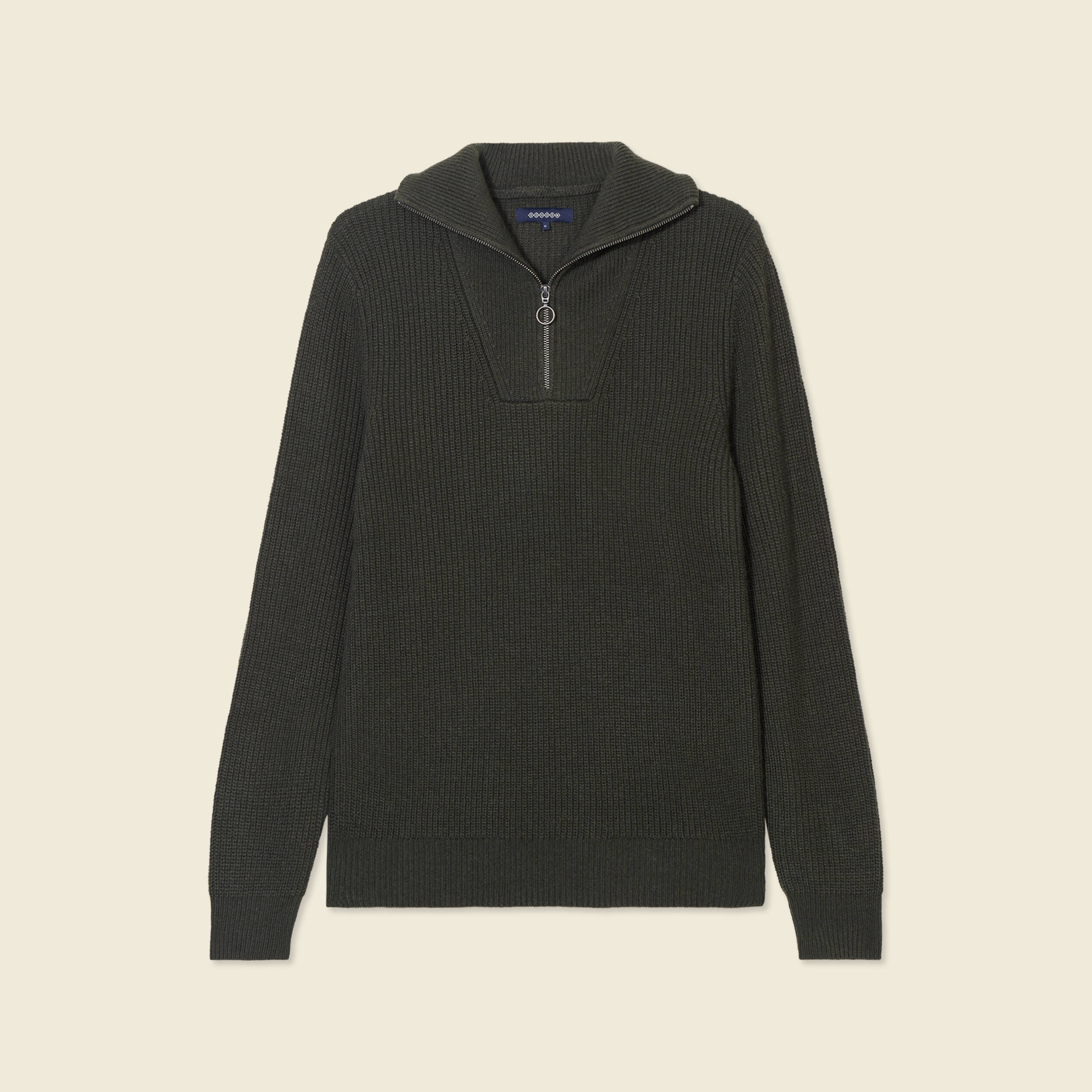 Pull col camionneur vert kaki homme