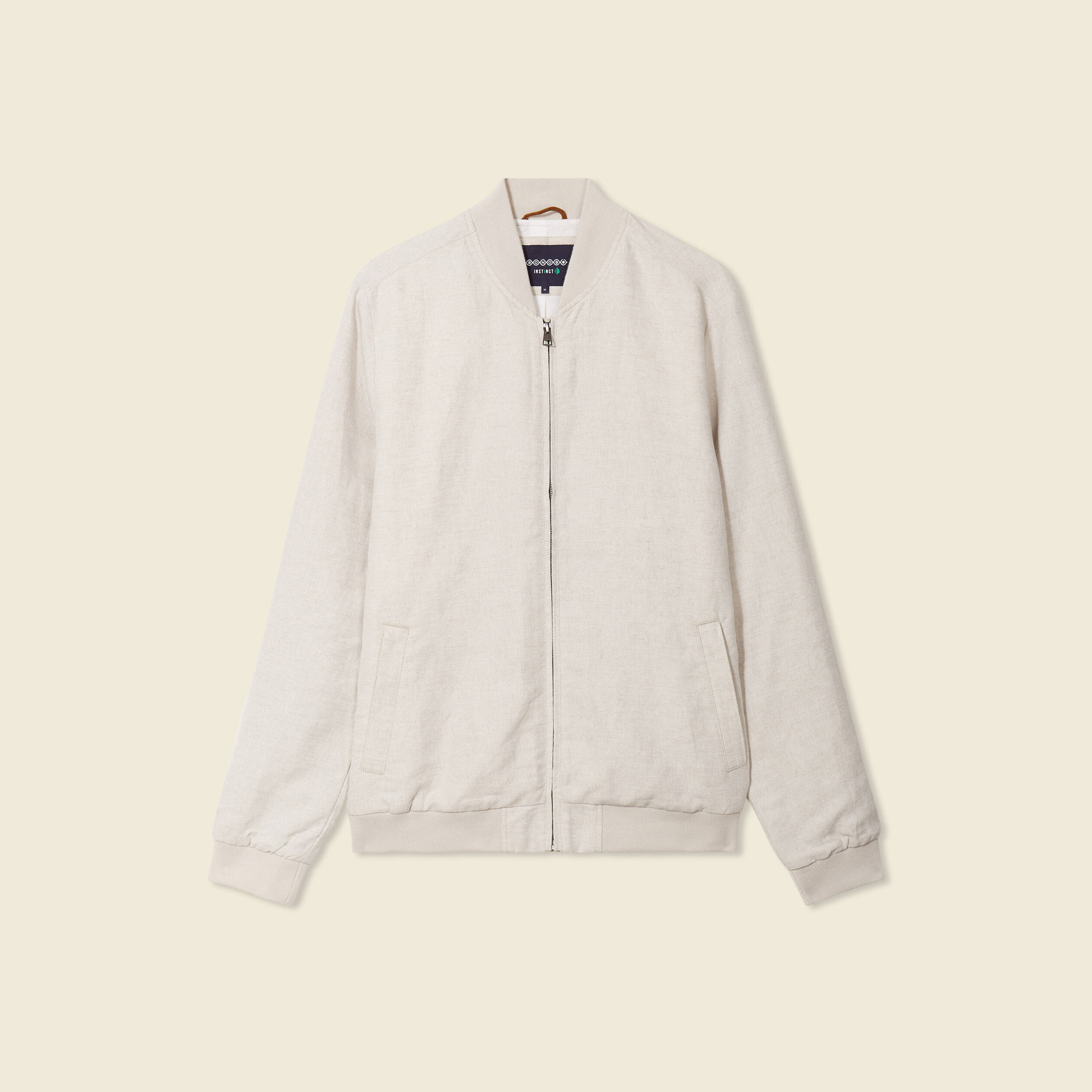 veste droite zippee beige homme Veste droite zippée beige homme