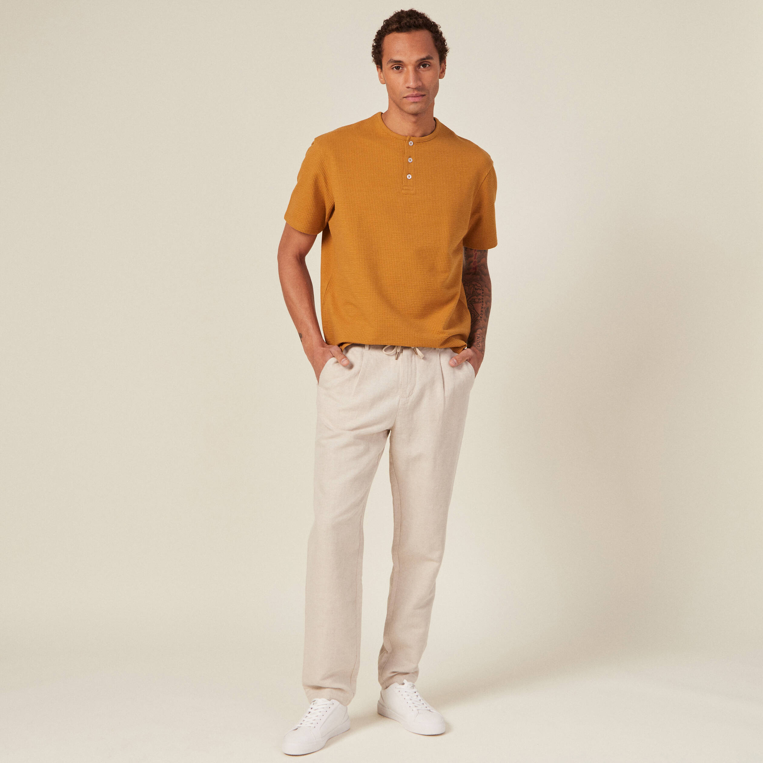 T-shirt oversize manches courtes camel homme
