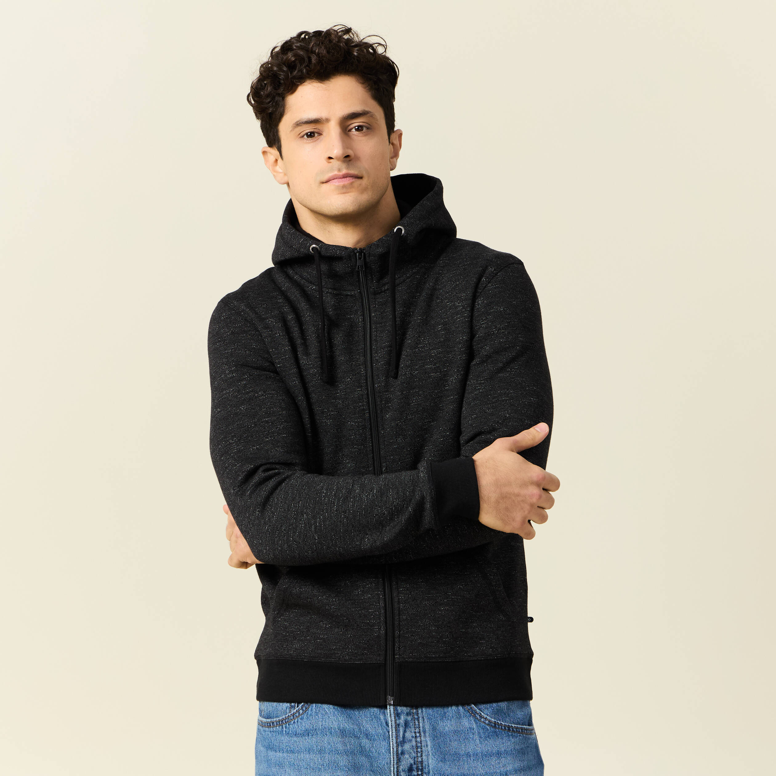 gilet manches longues zippe noir homme Gilet manches longues zippé noir homme