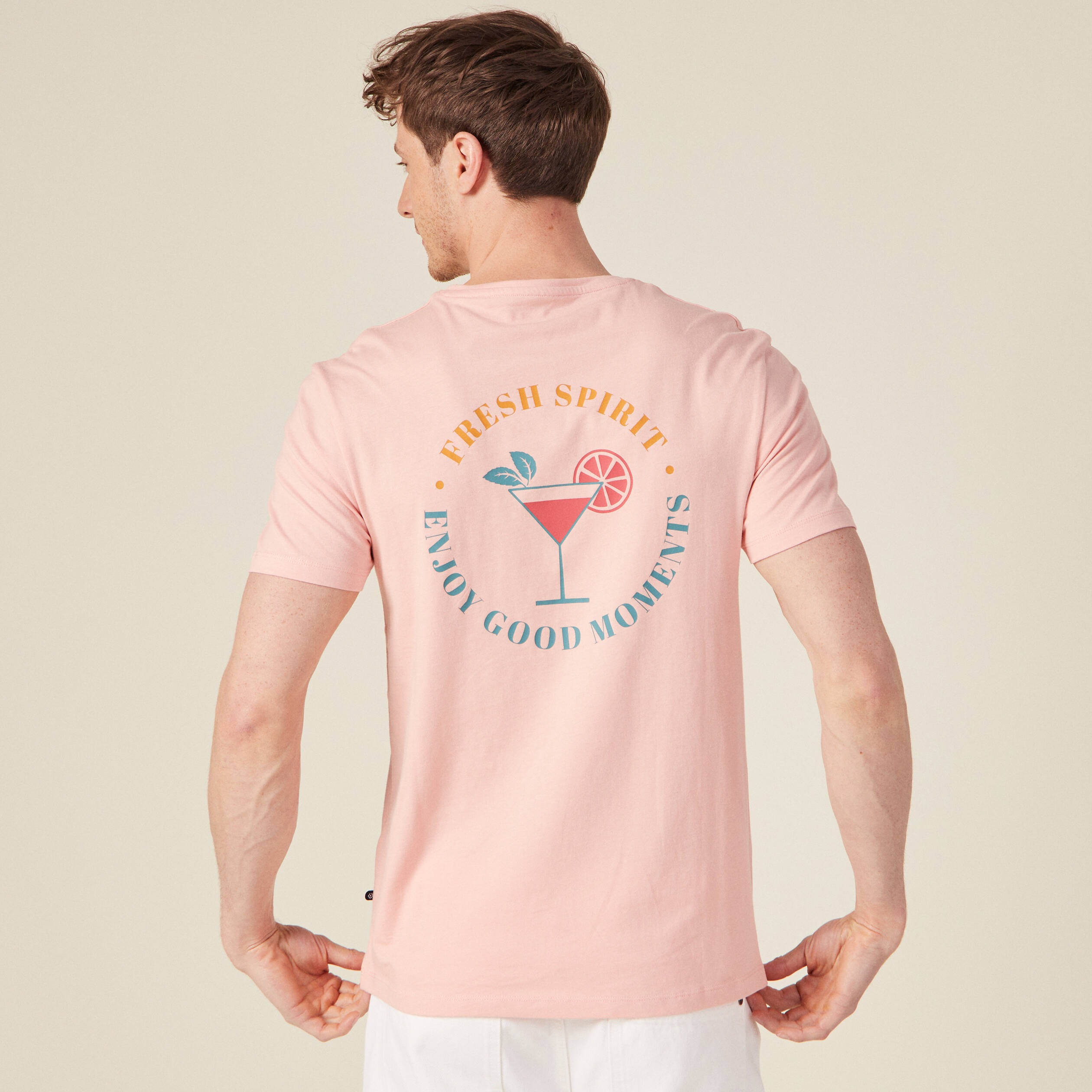 T-shirt manches courtes rose saumon homme