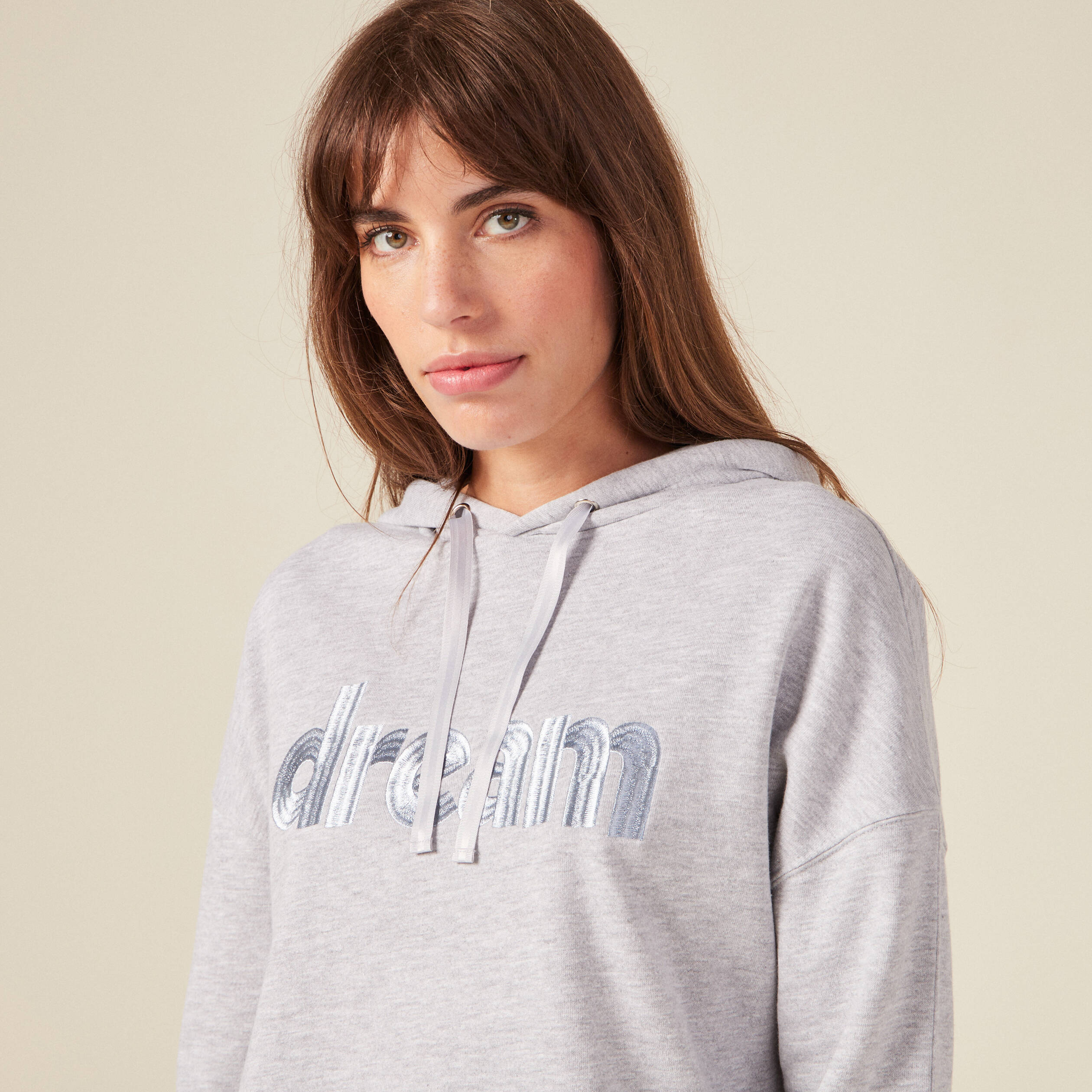 Sweat à capuche gris femme