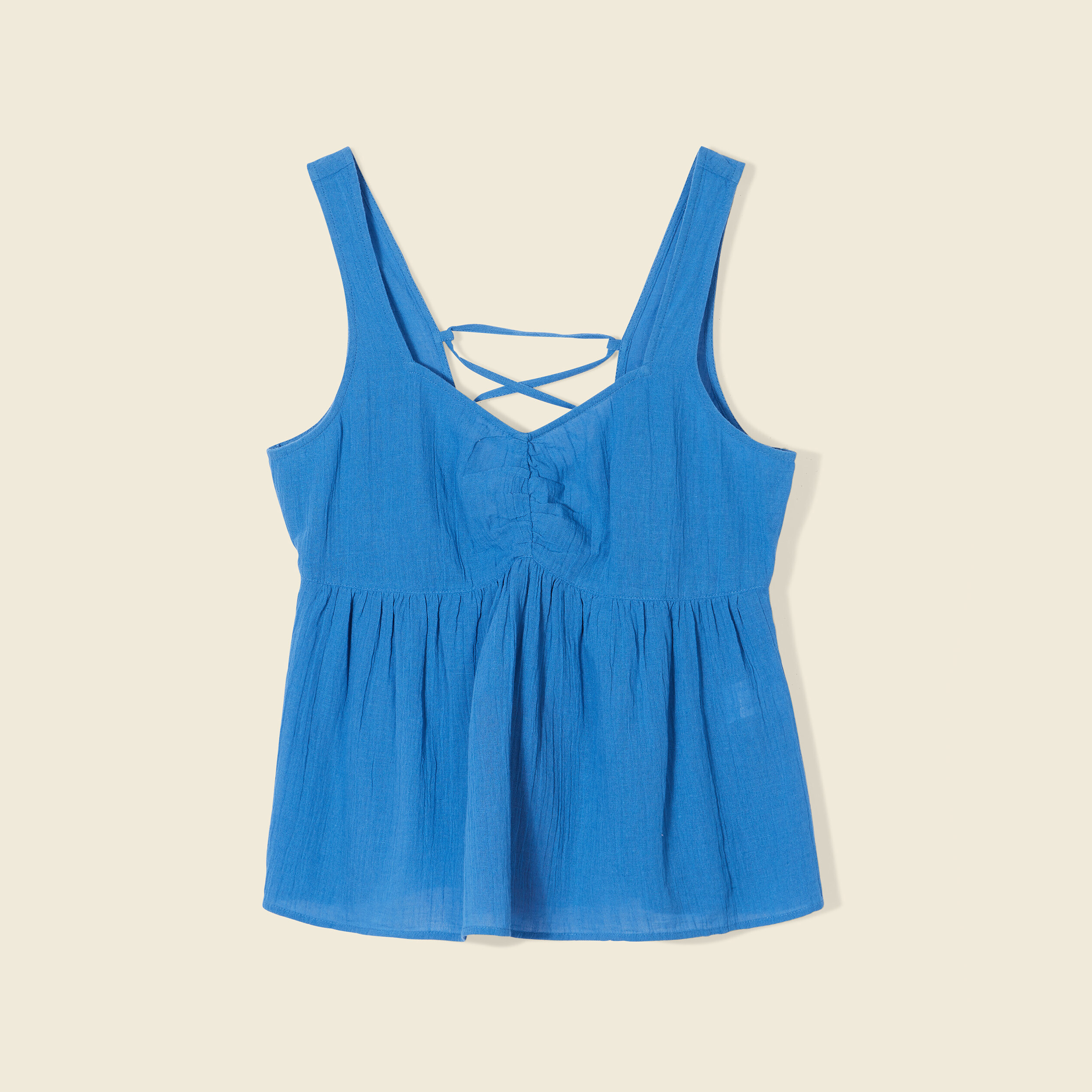 Blouse bretelles larges bleu marine femme