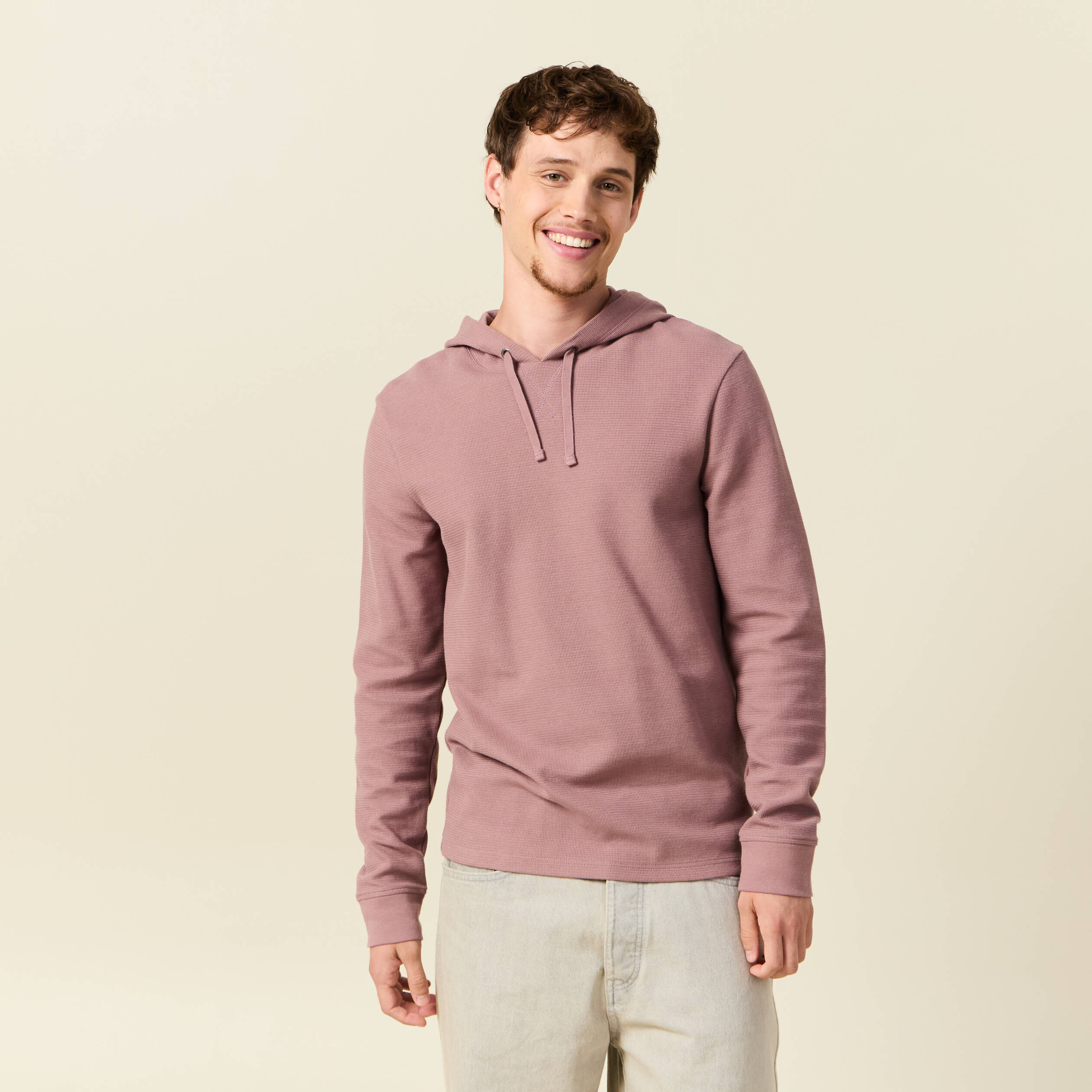 T-shirt &agrave; capuche vieux rose homme