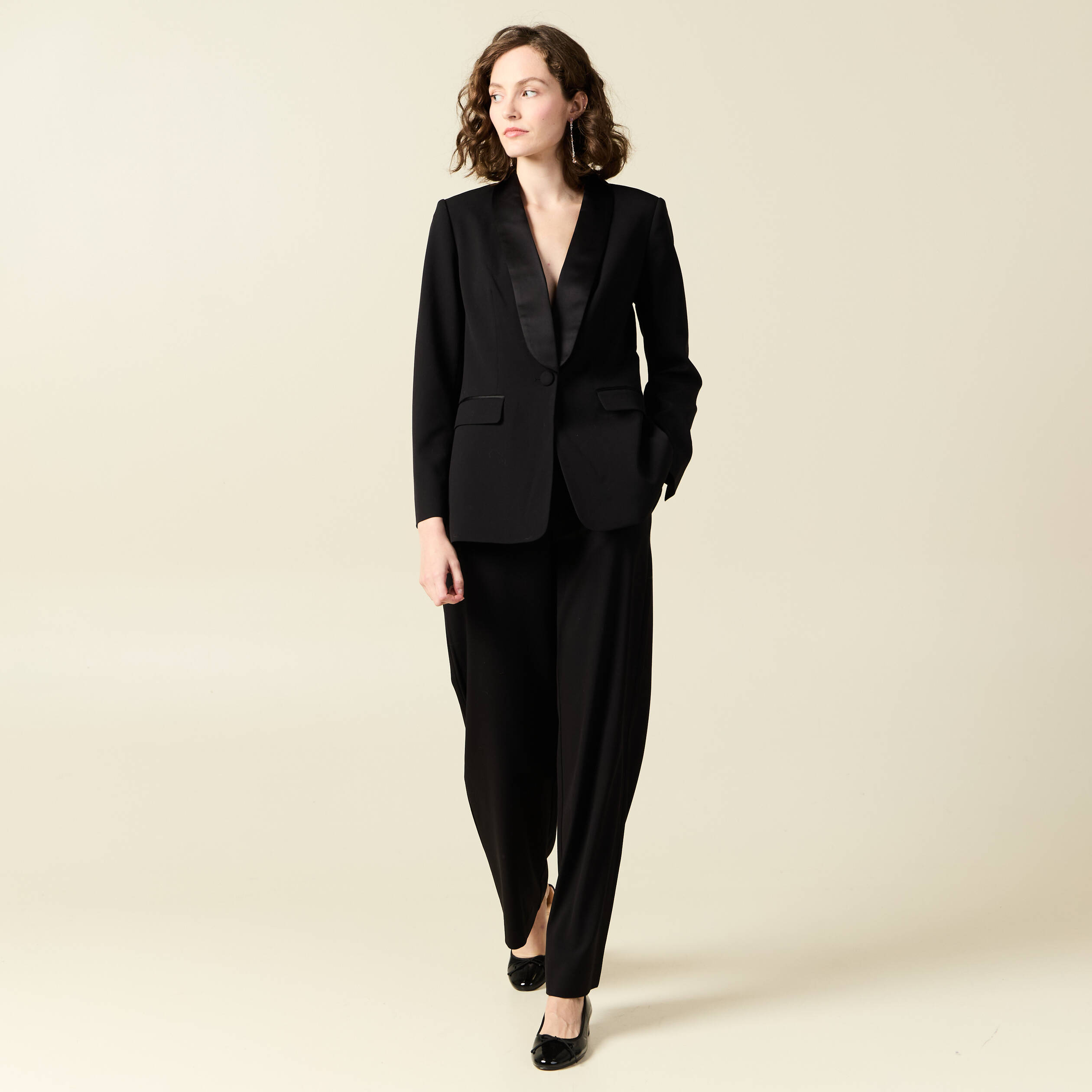 blazer col chale noir femme Blazer col châle noir femme