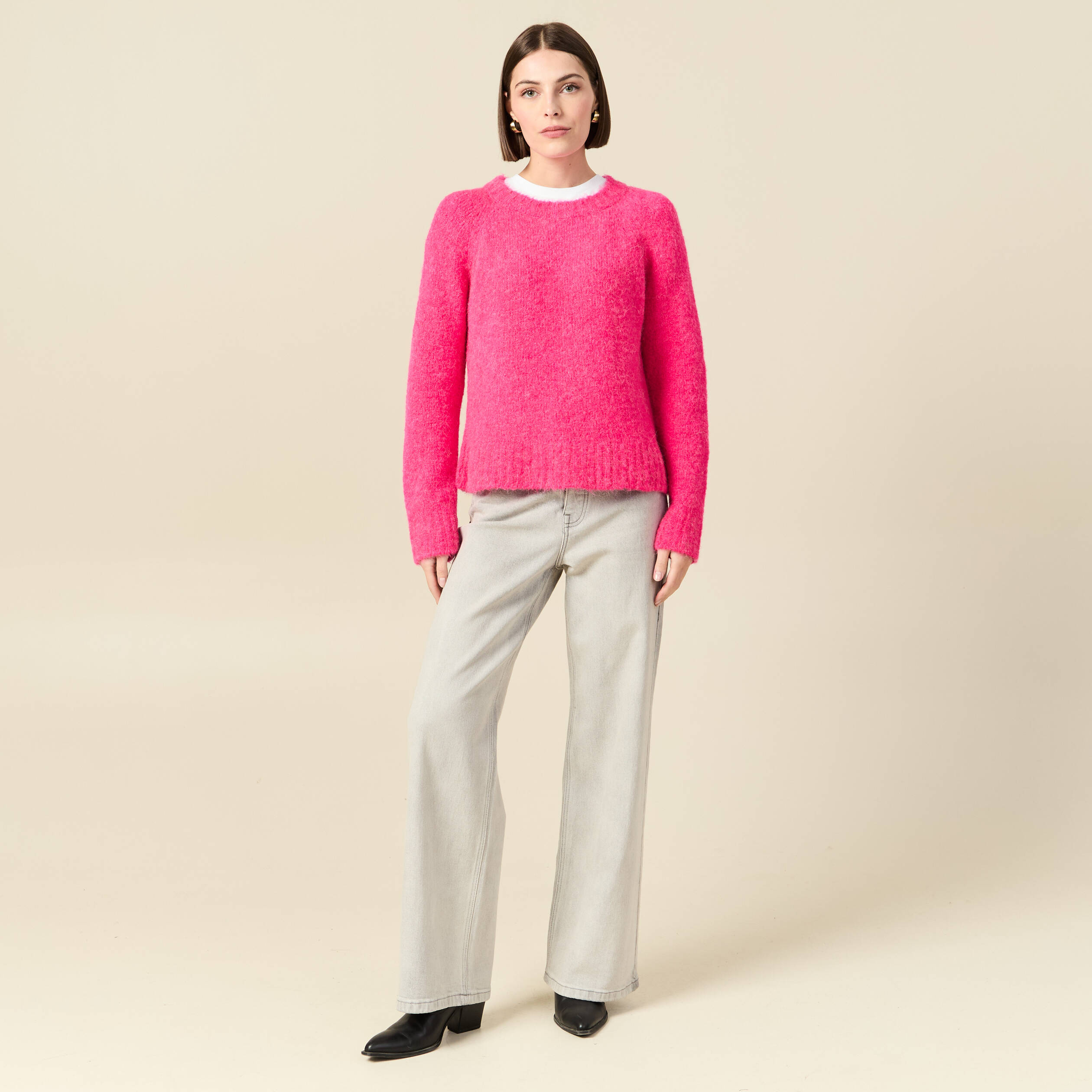 Pull Femme Rapbin Col Rond - Manches Longues - Viscose, Nylon, PBT - Printemps Hiver