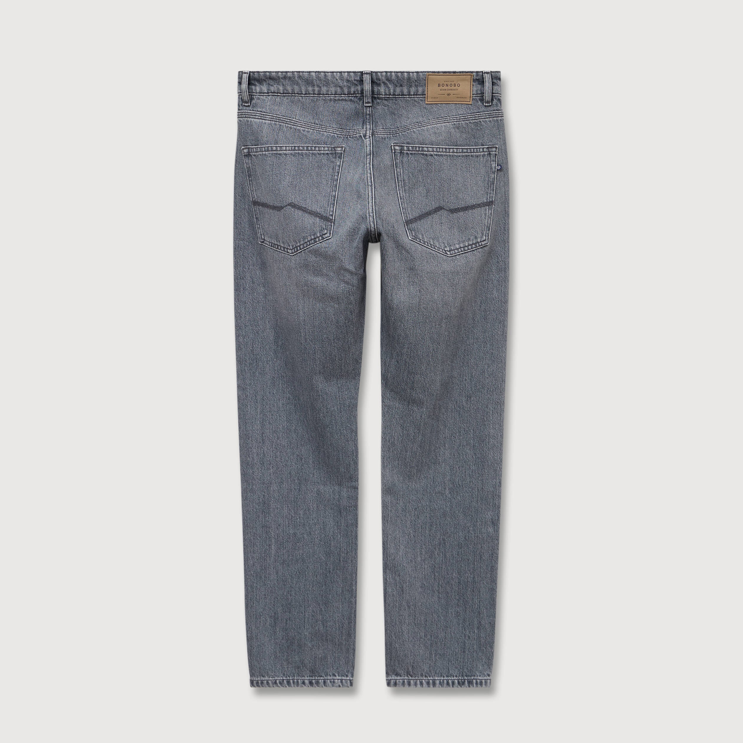 Jeans straight longueur 32 en coton bleu gris homme