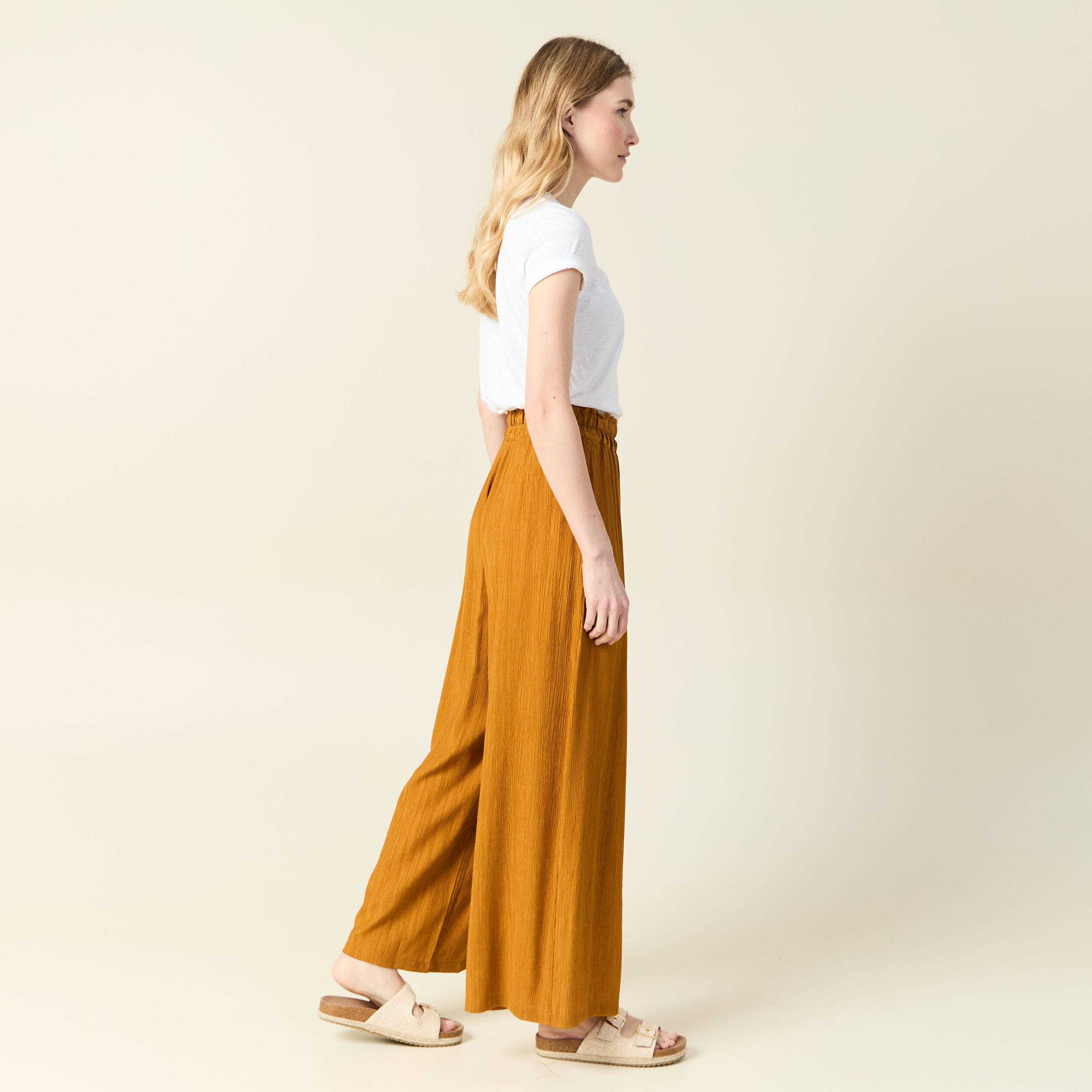 pantalon large camel femme Pantalon large camel femme