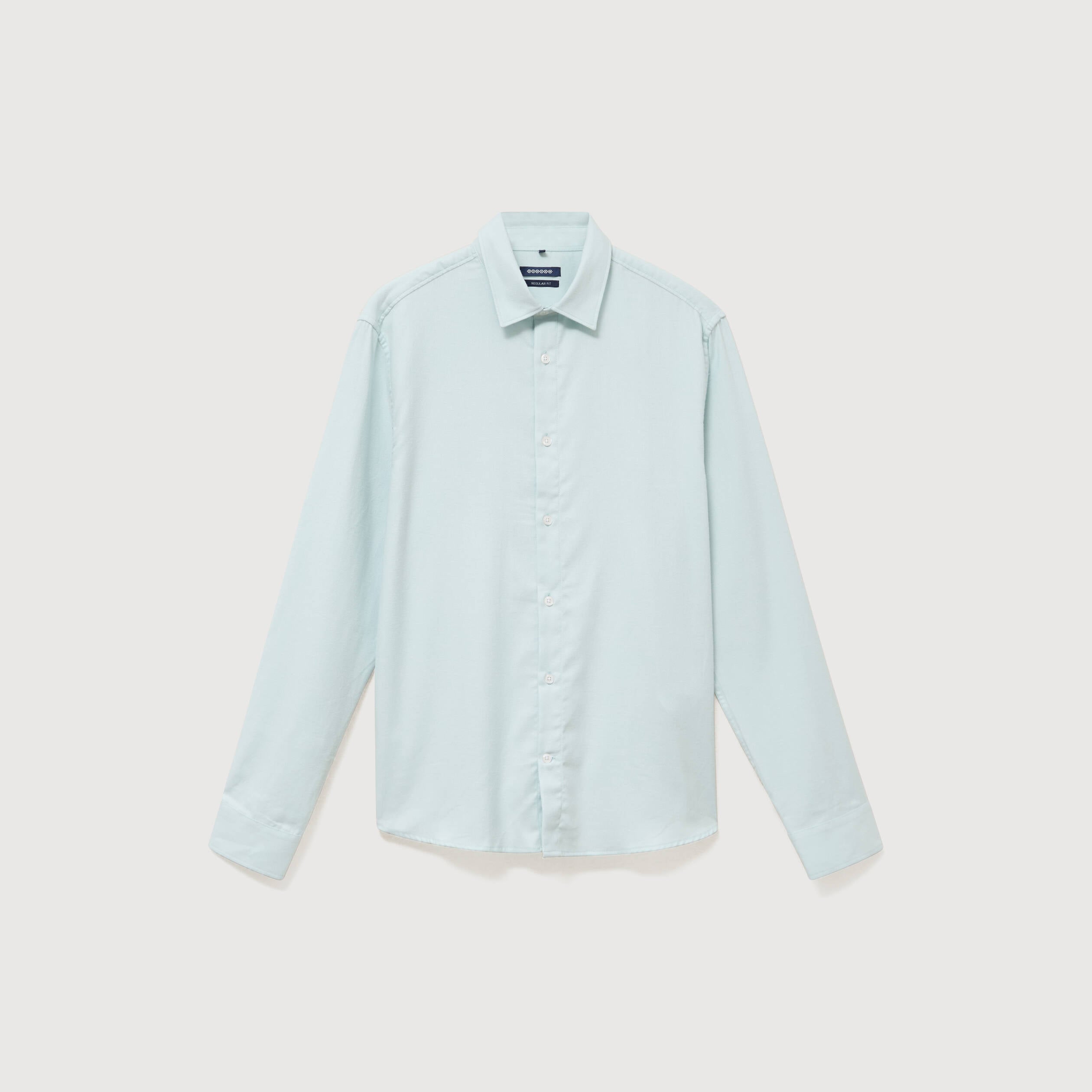 Chemise droite en coton manches longues bleu gris homme