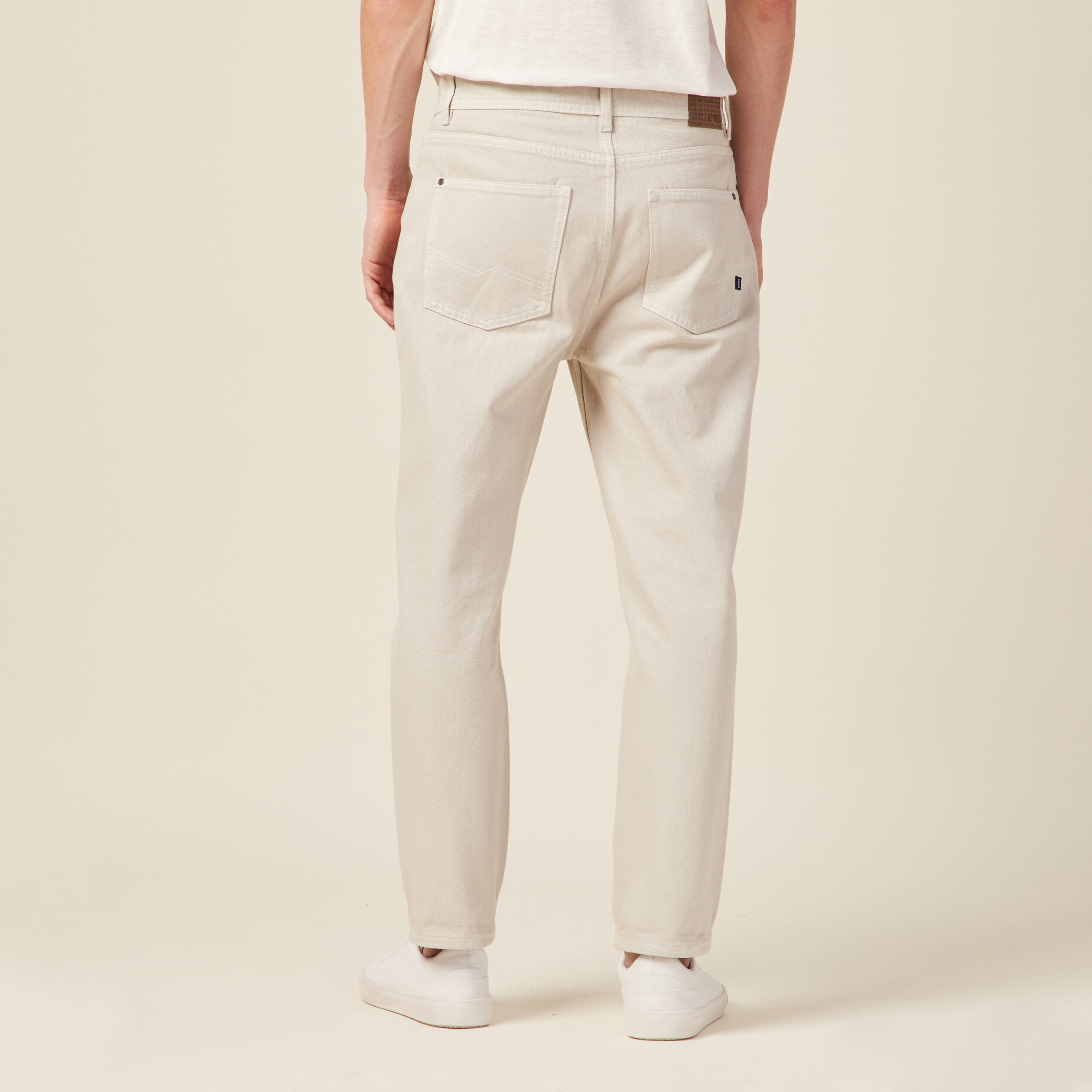 jeans tapered 5 poches beige homme Jeans tapered 5 poches beige homme