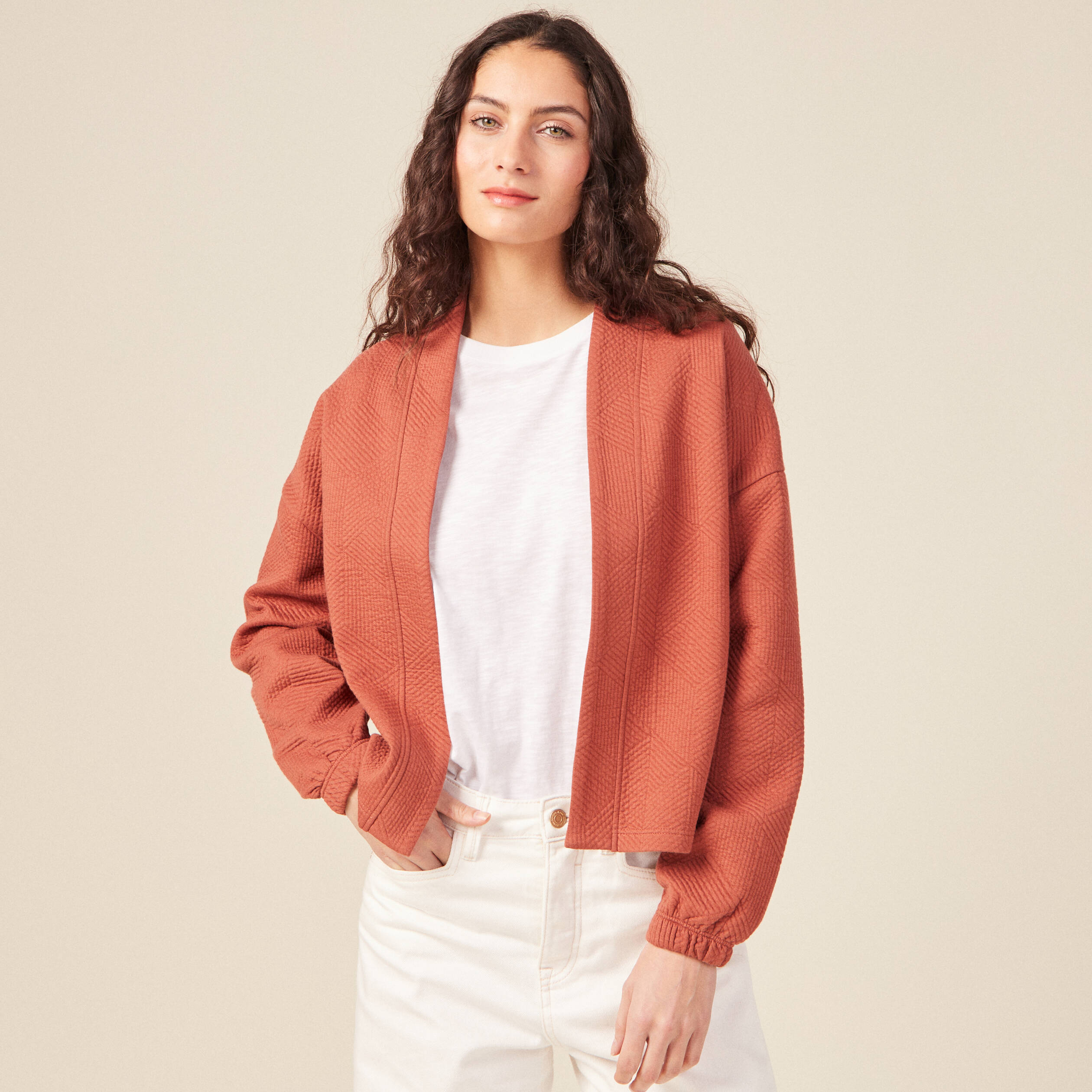 gilet manches longues orange femme Gilet manches longues orange femme