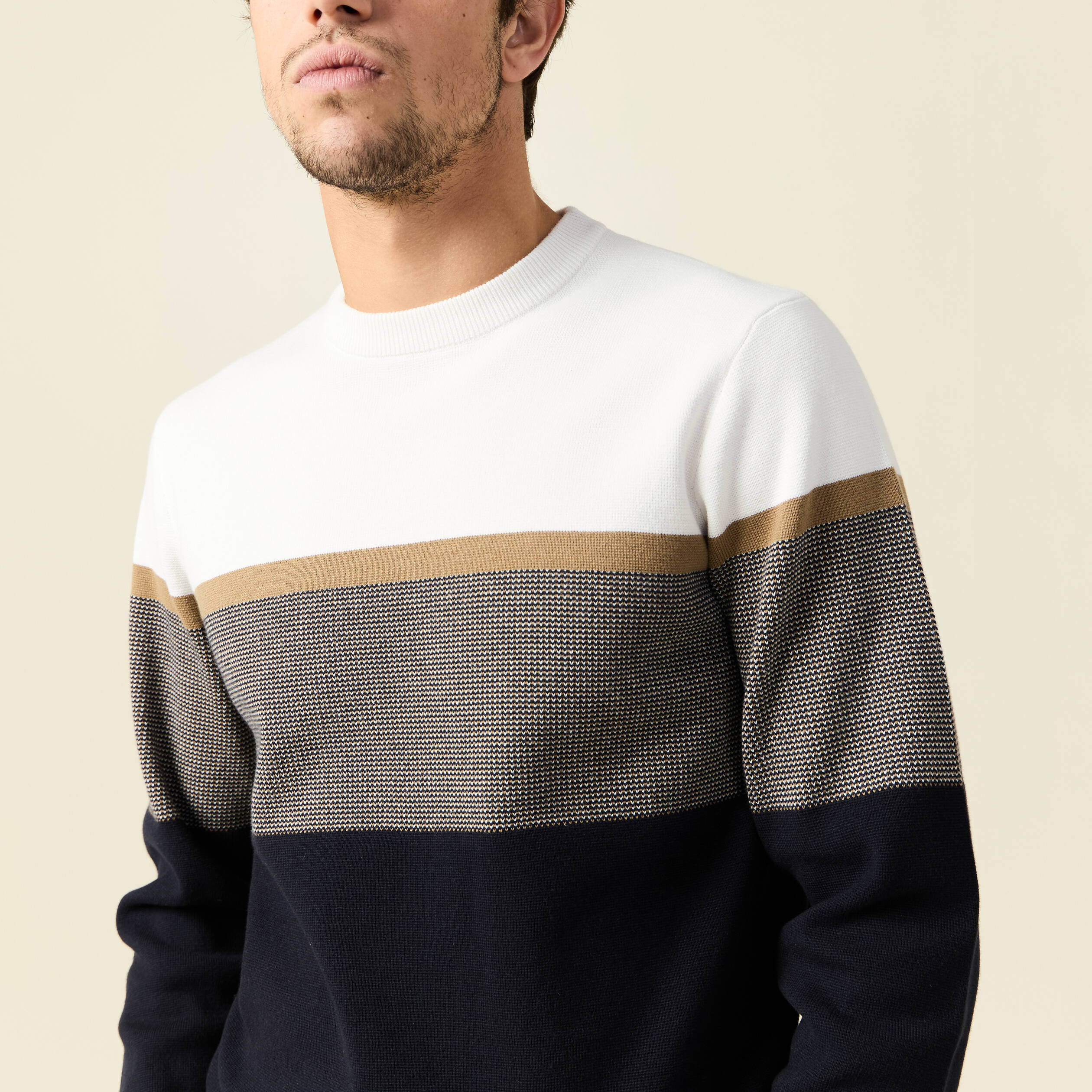 Pull manches longues bleu marine homme