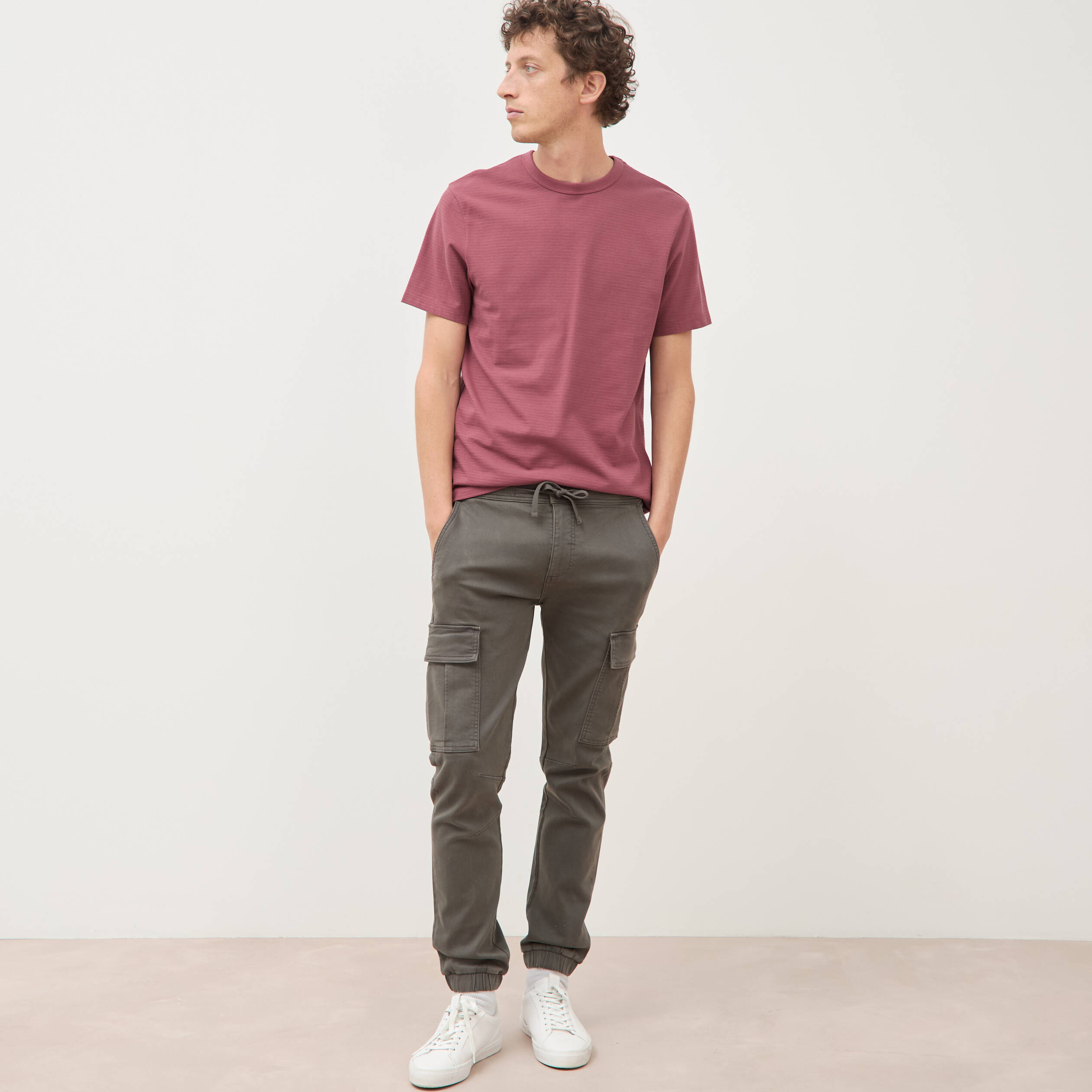 Pantalon battle bas resserr&eacute; vert fonc&eacute; homme