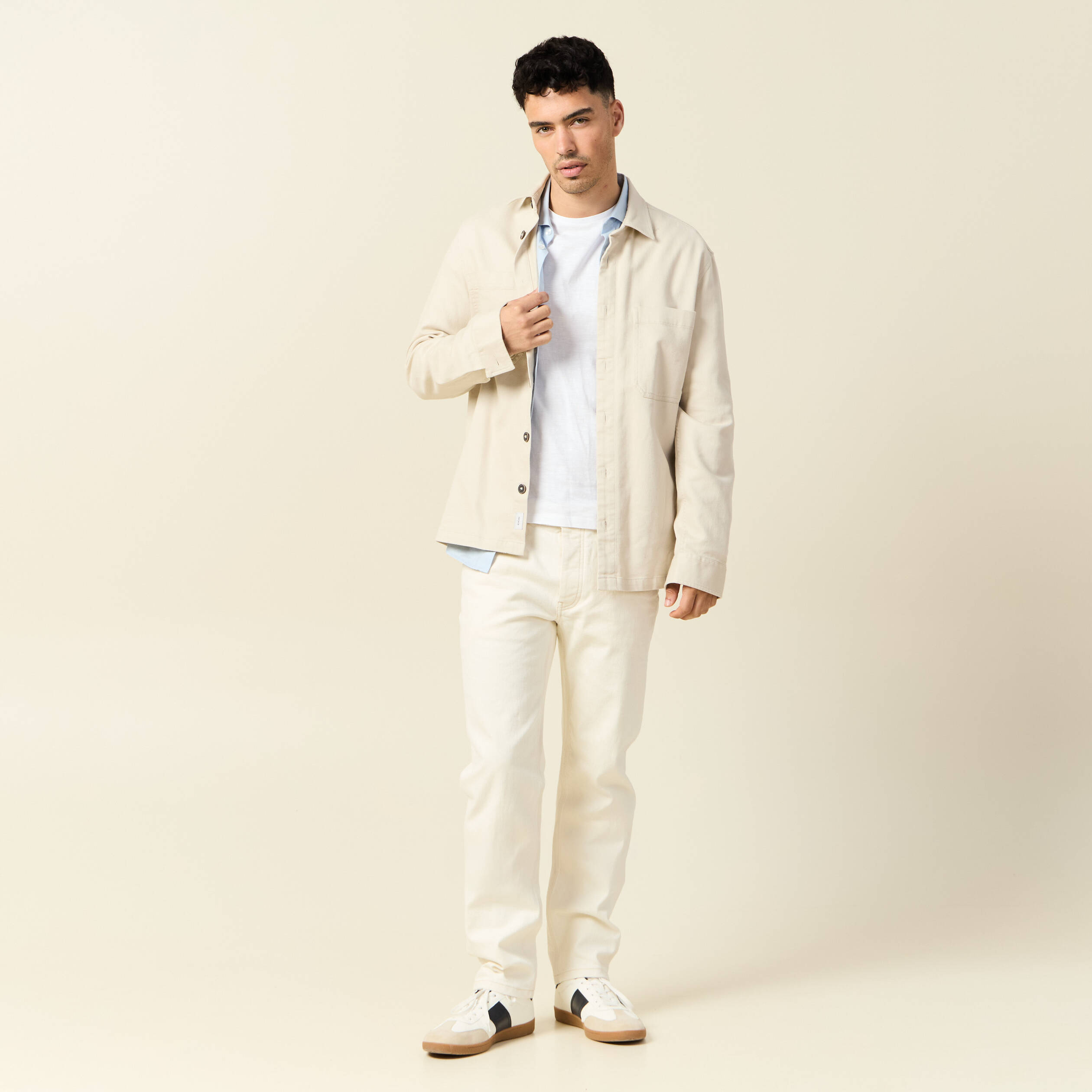 Jeans straight 5 poches ecru homme