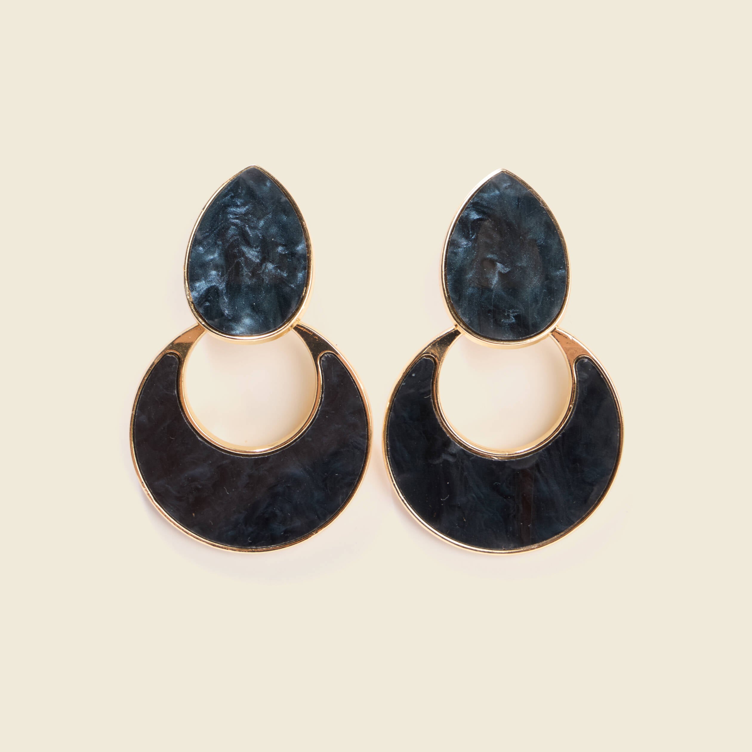 Boucles d'oreilles bleu canard femme