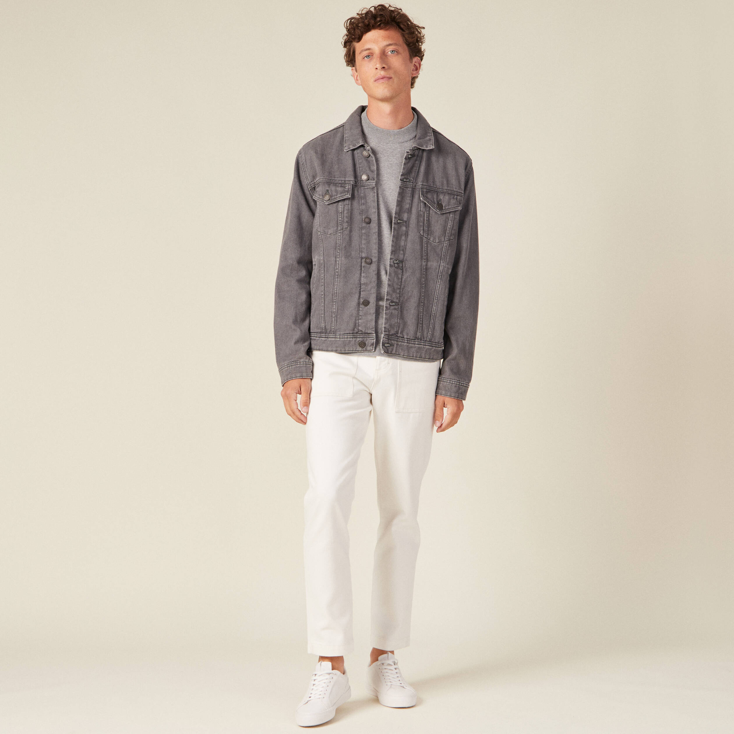 Pull manches longues gris foncé homme