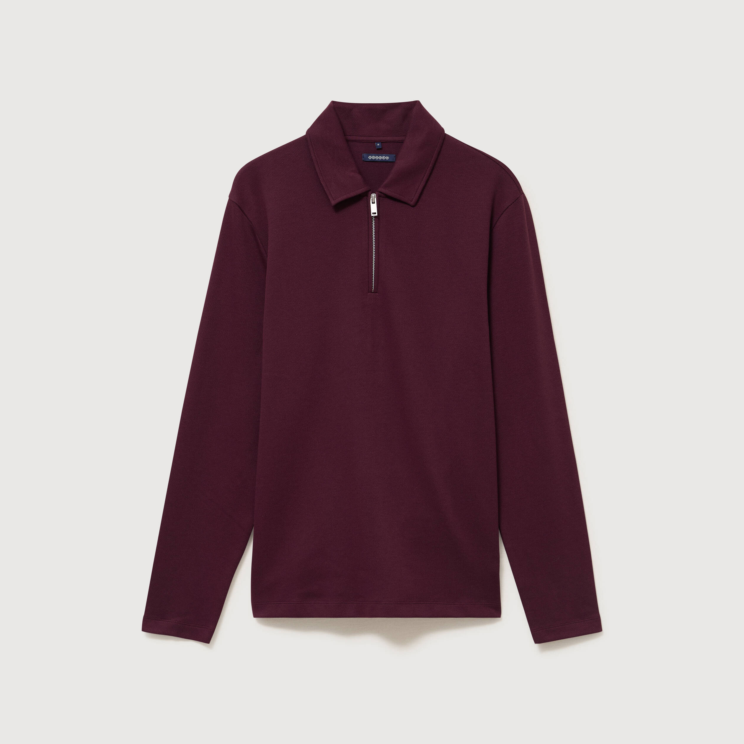 Polo droit manches longues prune homme