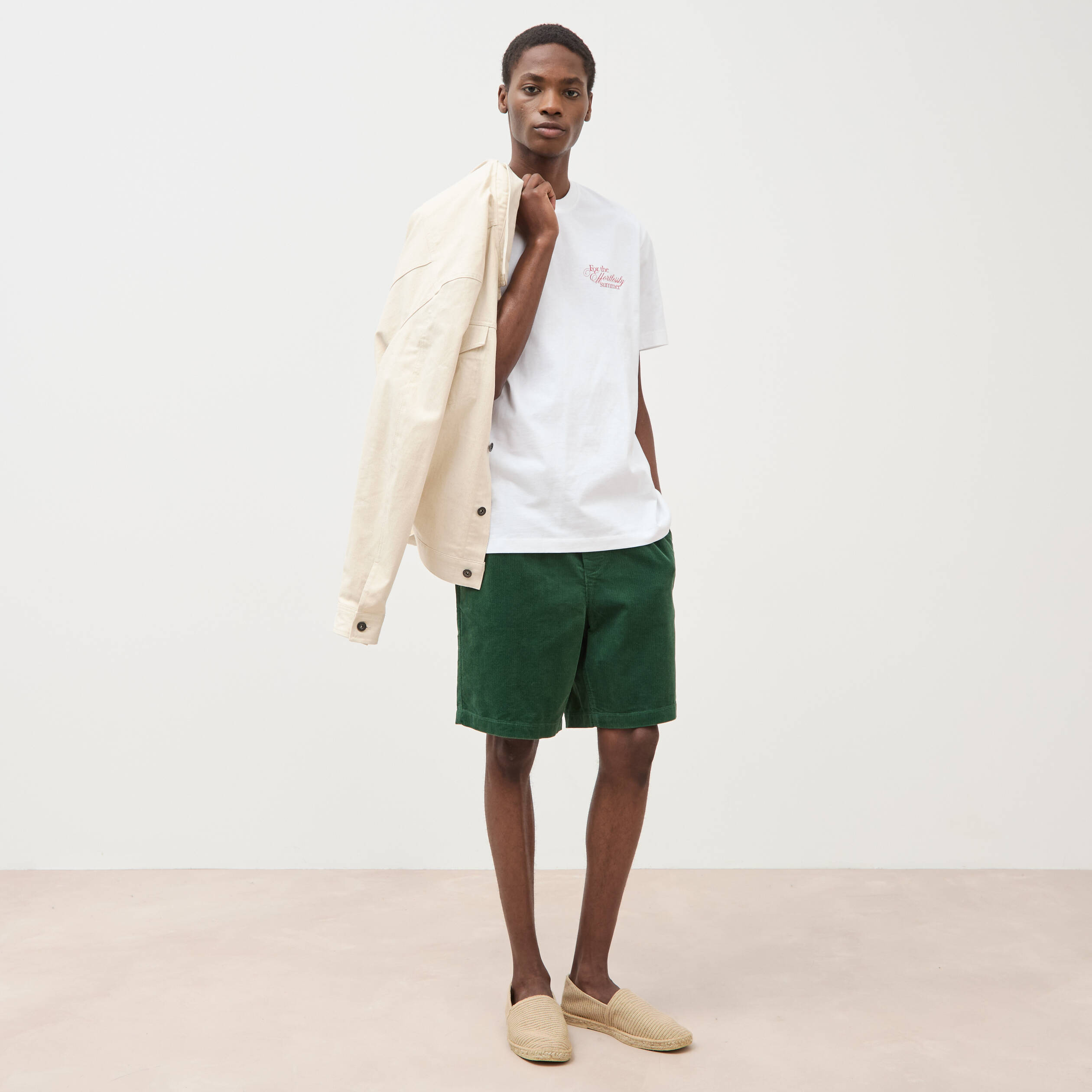 Bermuda en velours vert homme