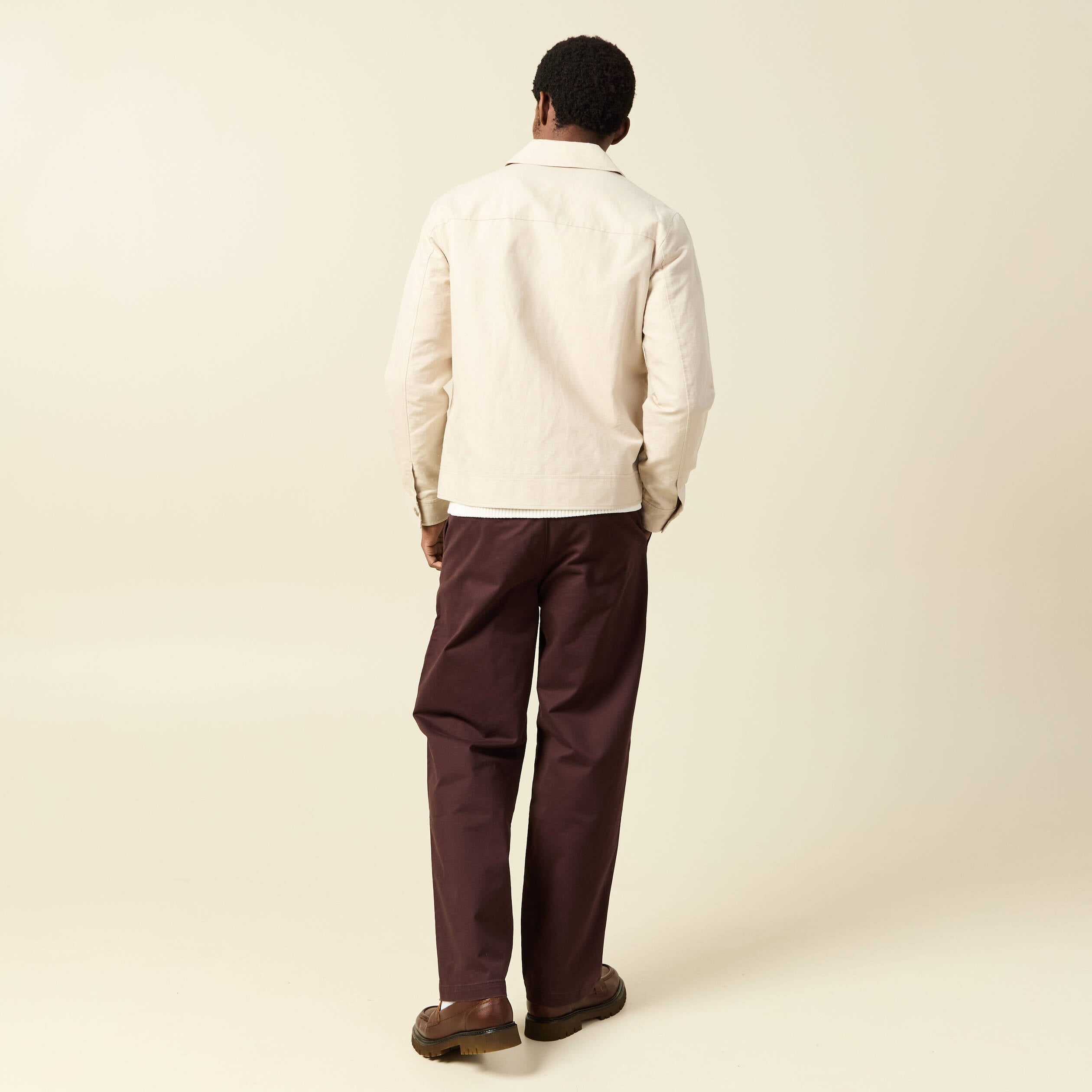 Blouson droit court manches longues sable homme