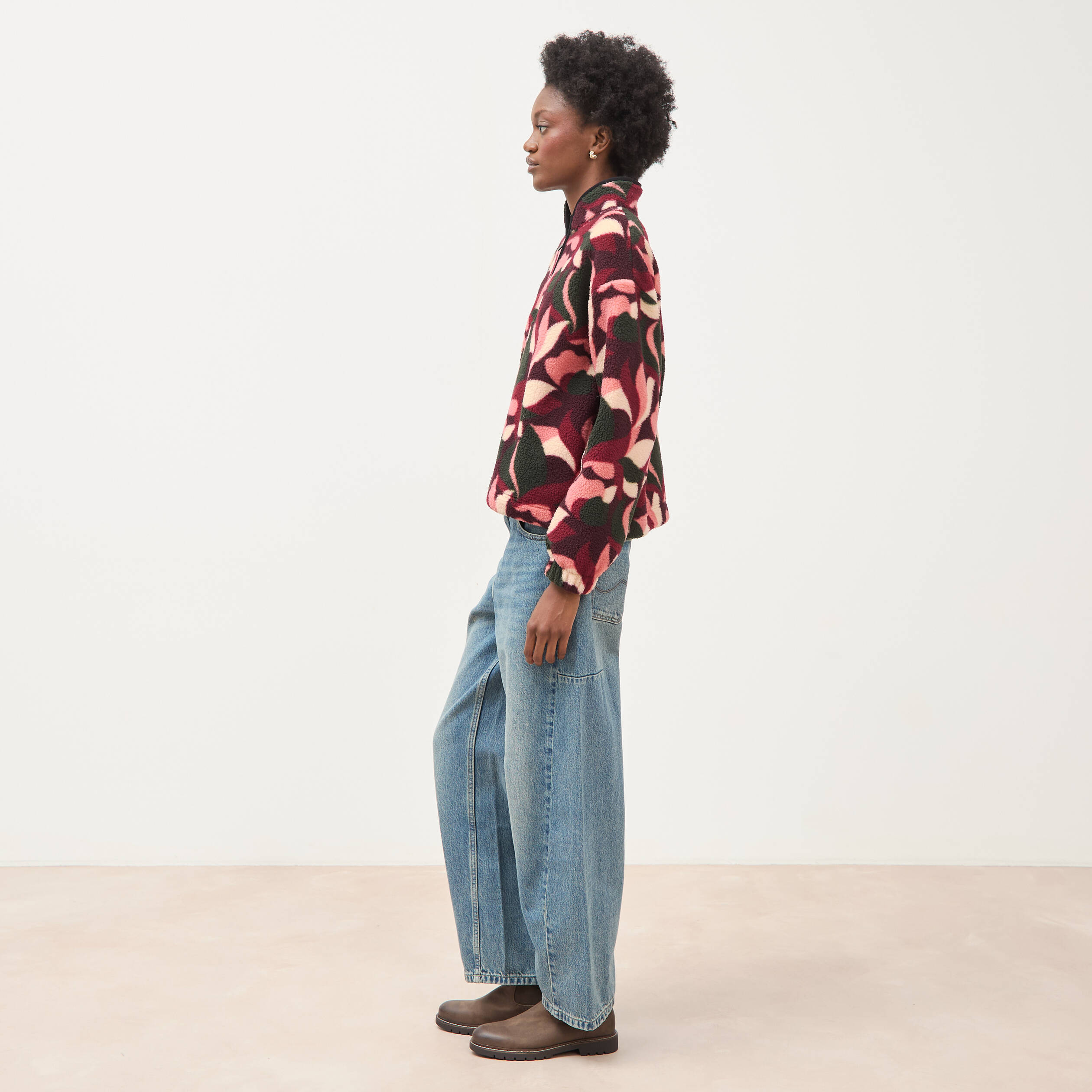 Cardigan col montant manches longues bordeaux femme