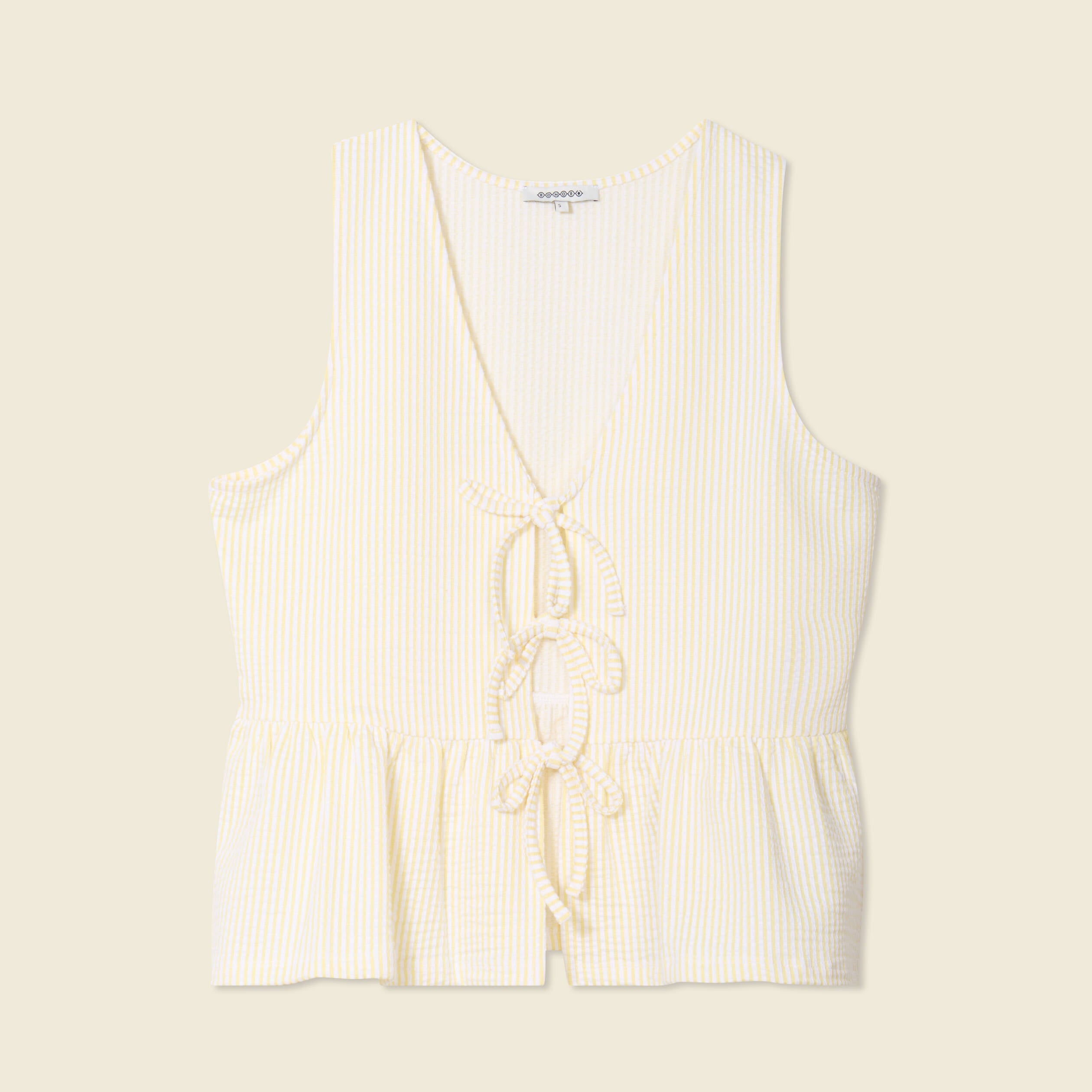 Blouse sans manches jaune pastel femme