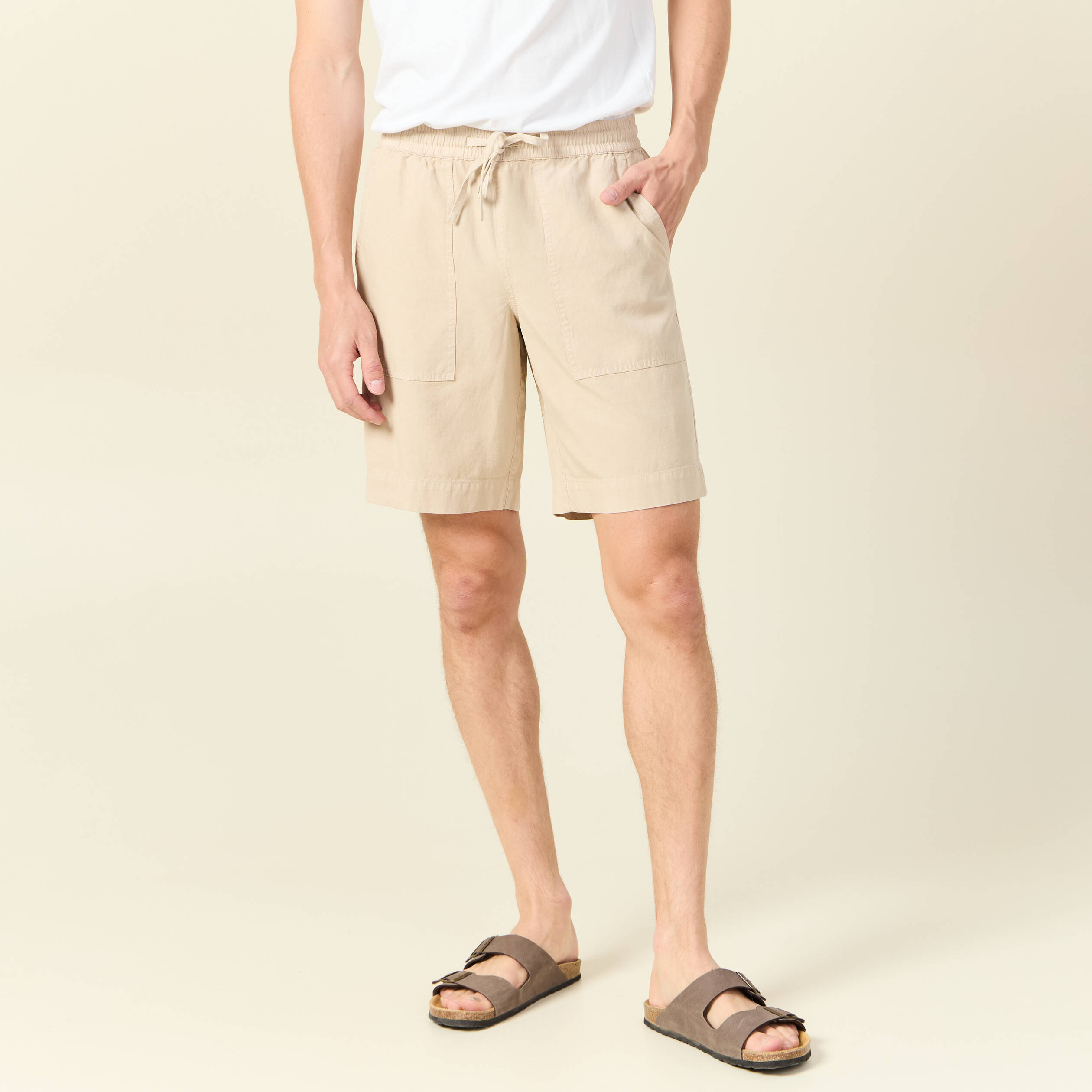 short droit a coulisse sable homme Short droit à coulisse sable homme