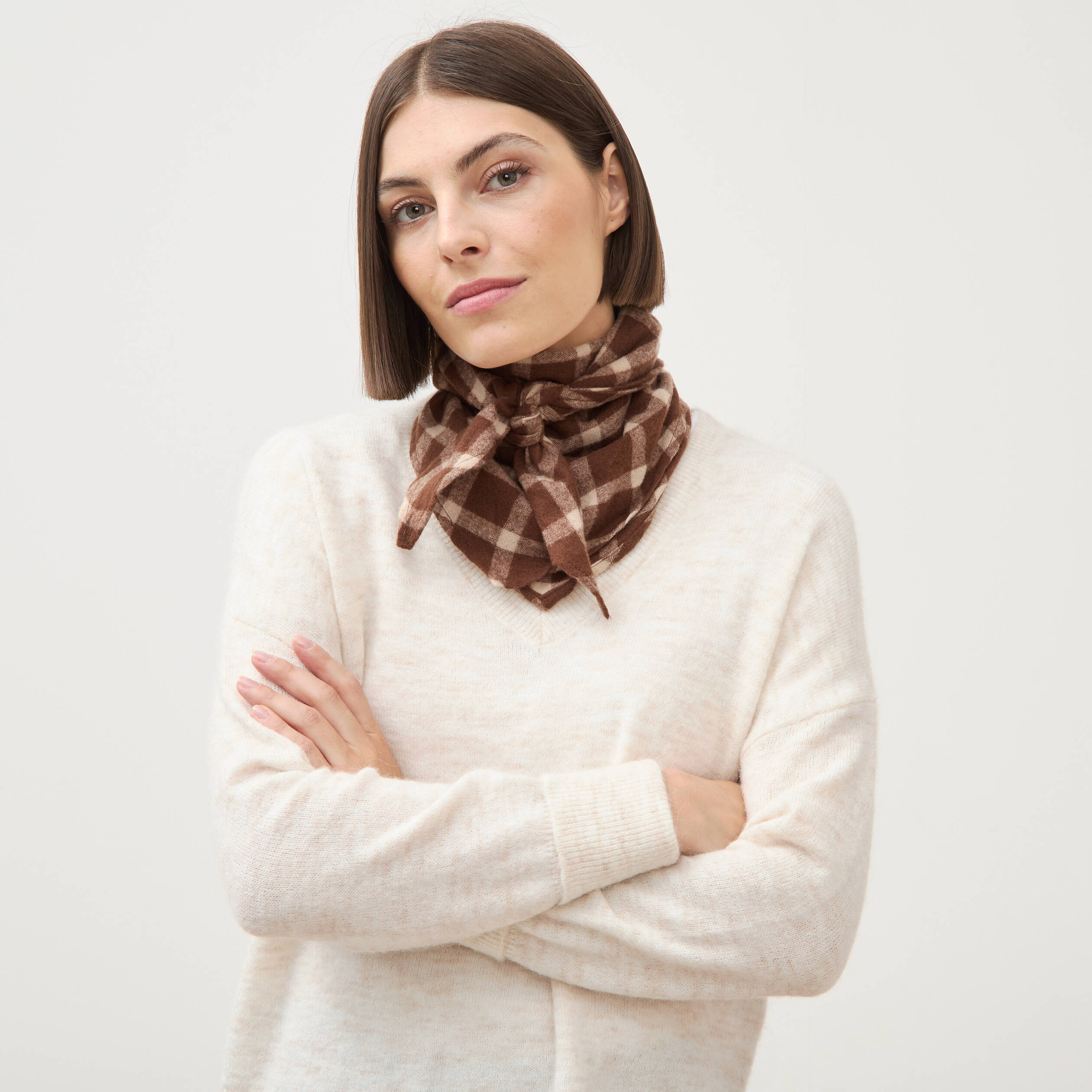 Foulard marron cognac femme