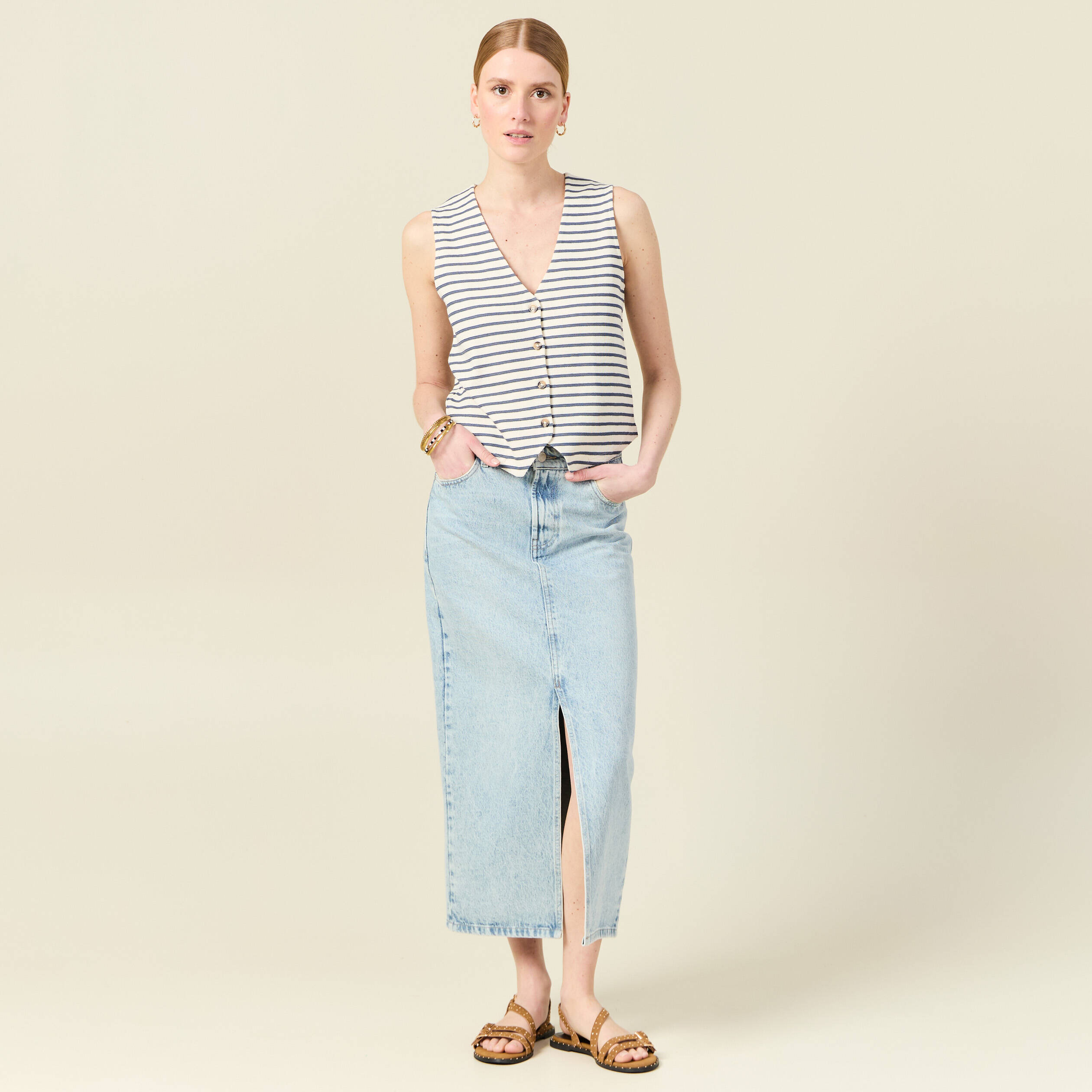 debardeur sans manches ecru femme Débardeur sans manches ecru femme