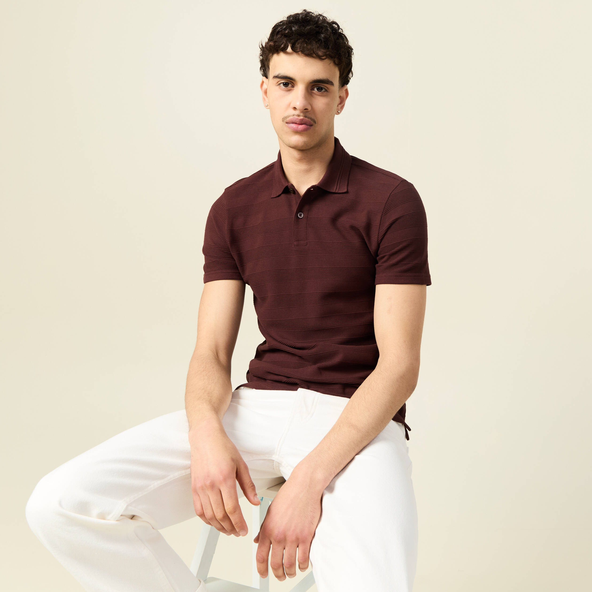 Polo manches courtes bordeaux homme