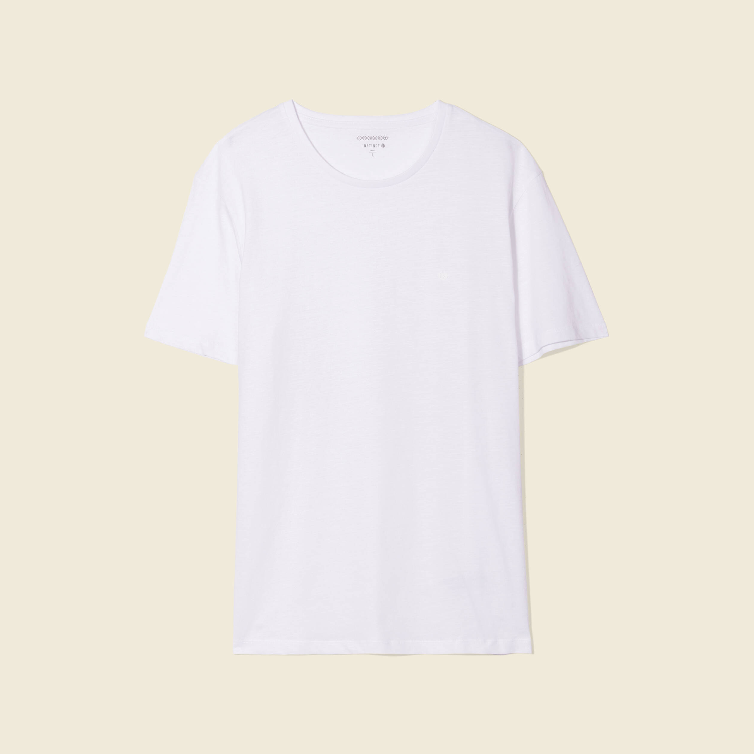 T-shirt ajust&eacute; col rond manches courtes blanc homme