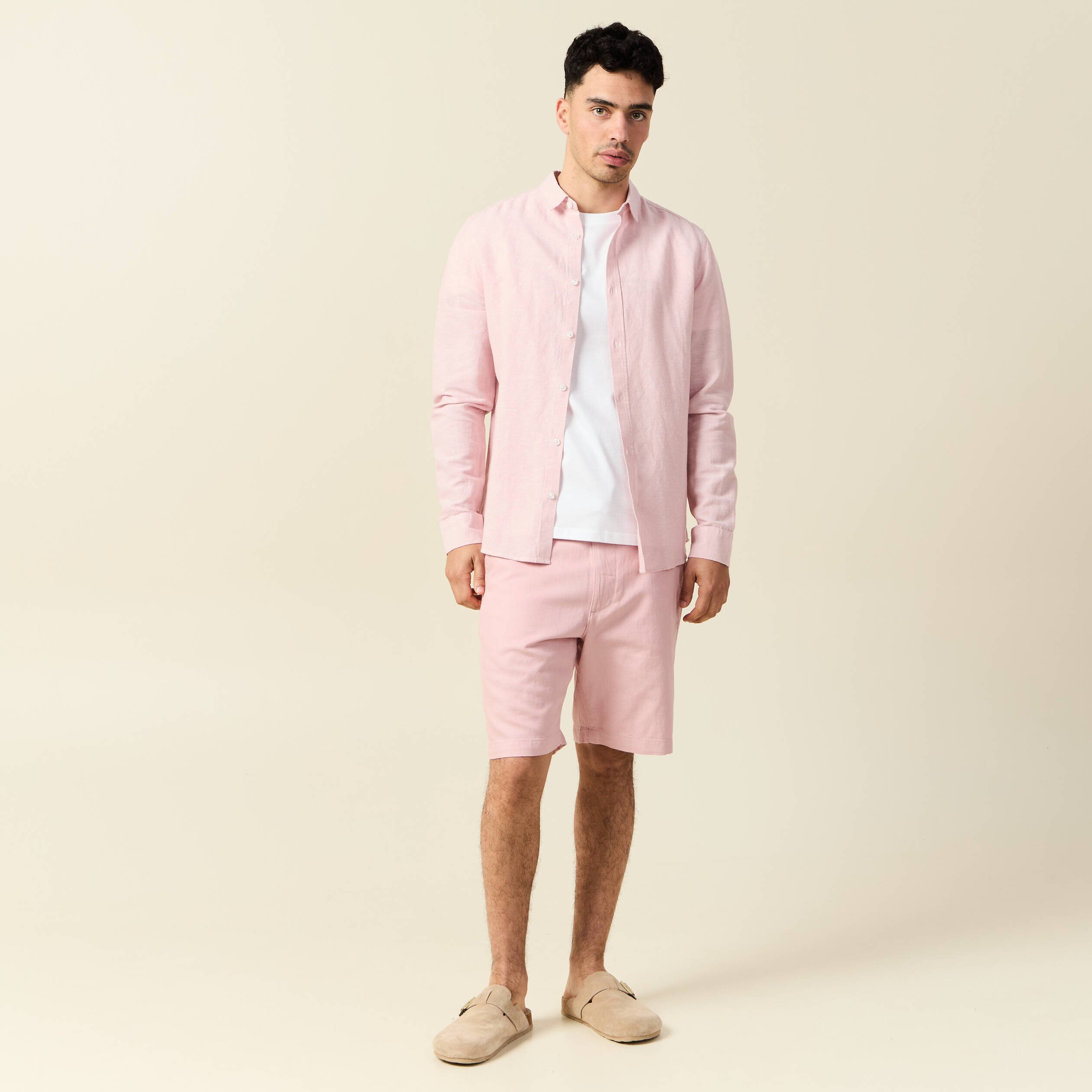 chemise manches longues rose pastel homme Chemise manches longues rose pastel homme