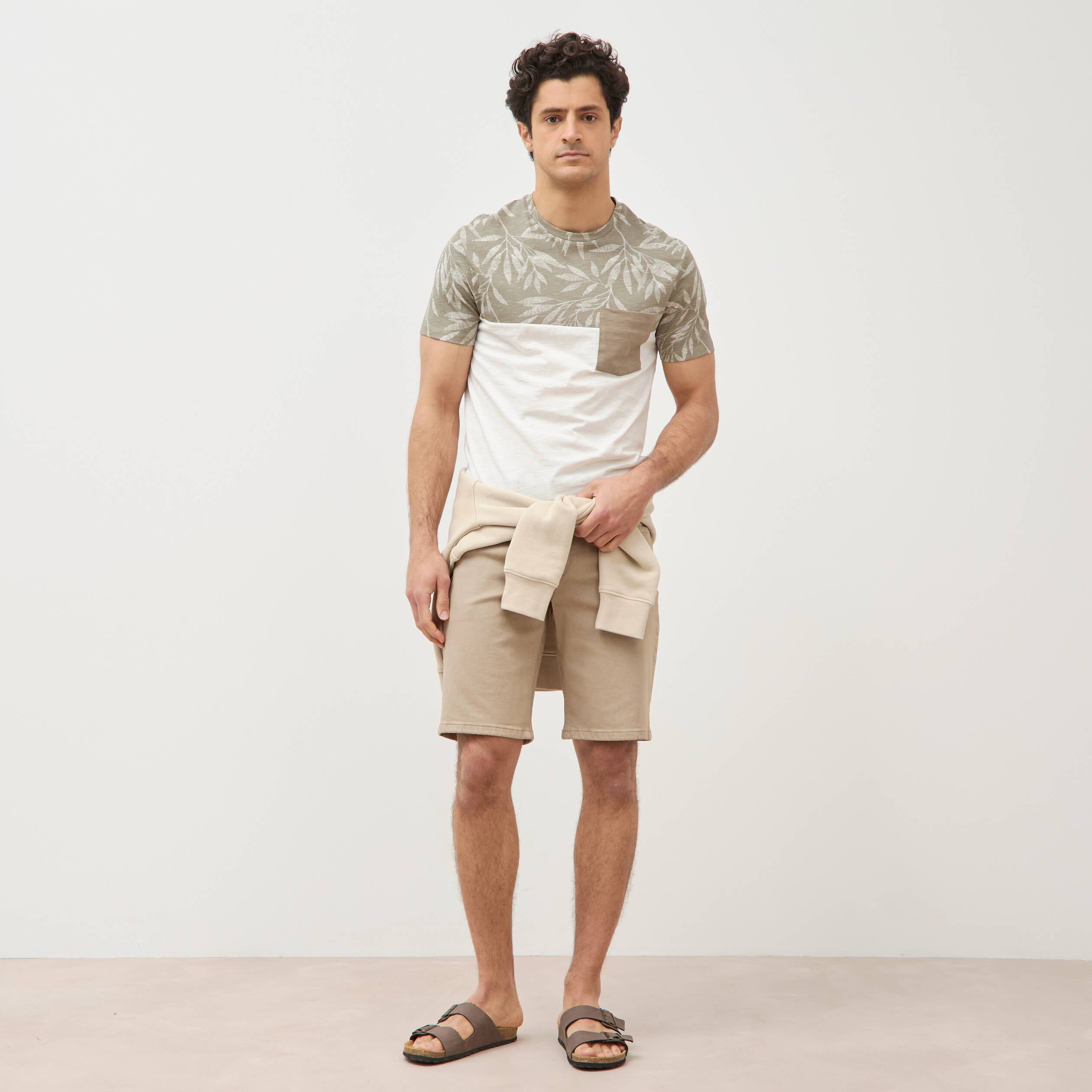 T-shirt manches courtes vert kaki homme