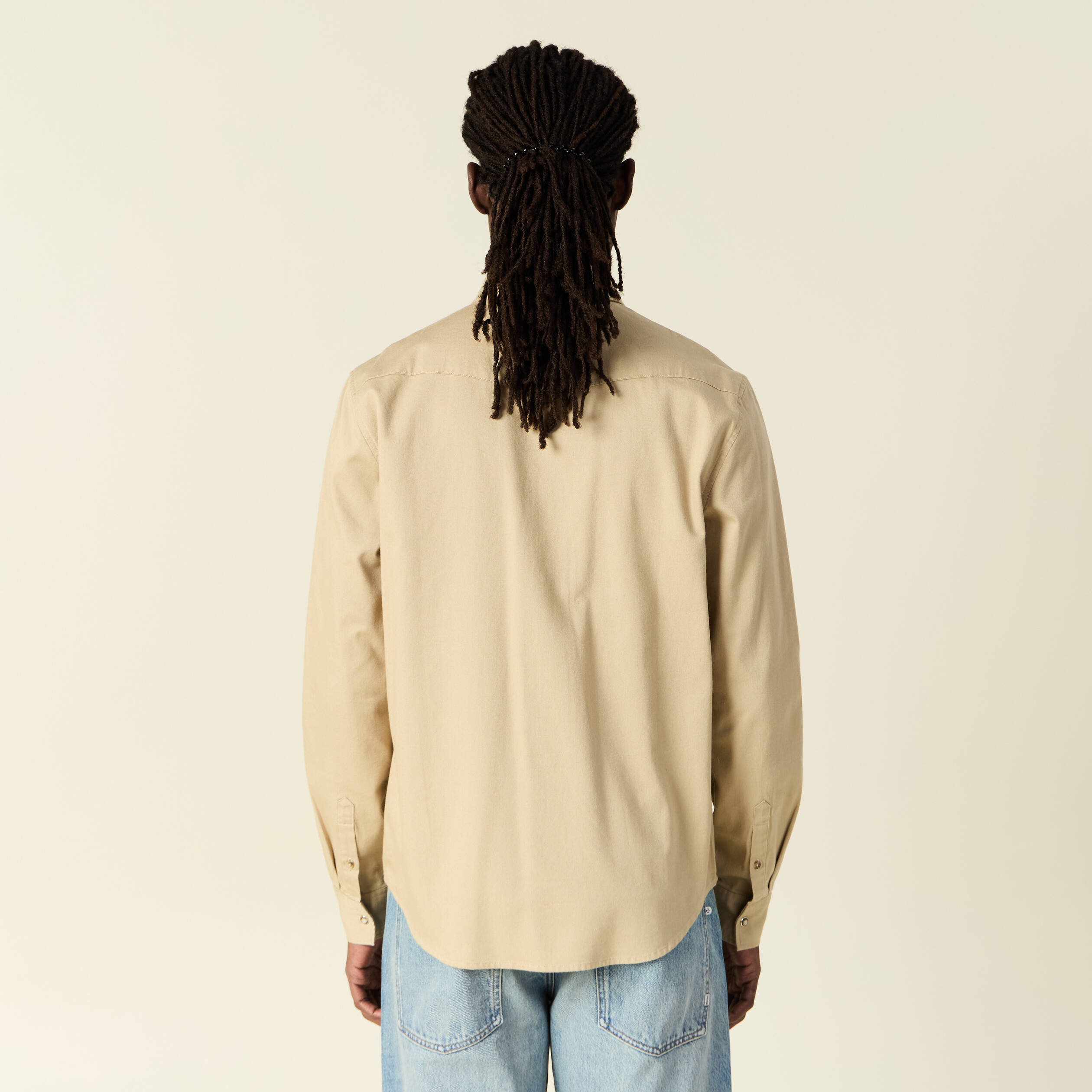Chemise manches longues beige homme